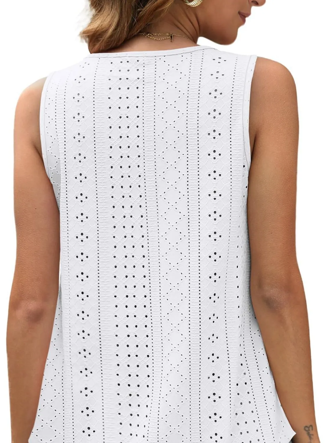 Eyelet Scoop Neck Tank - Image 6