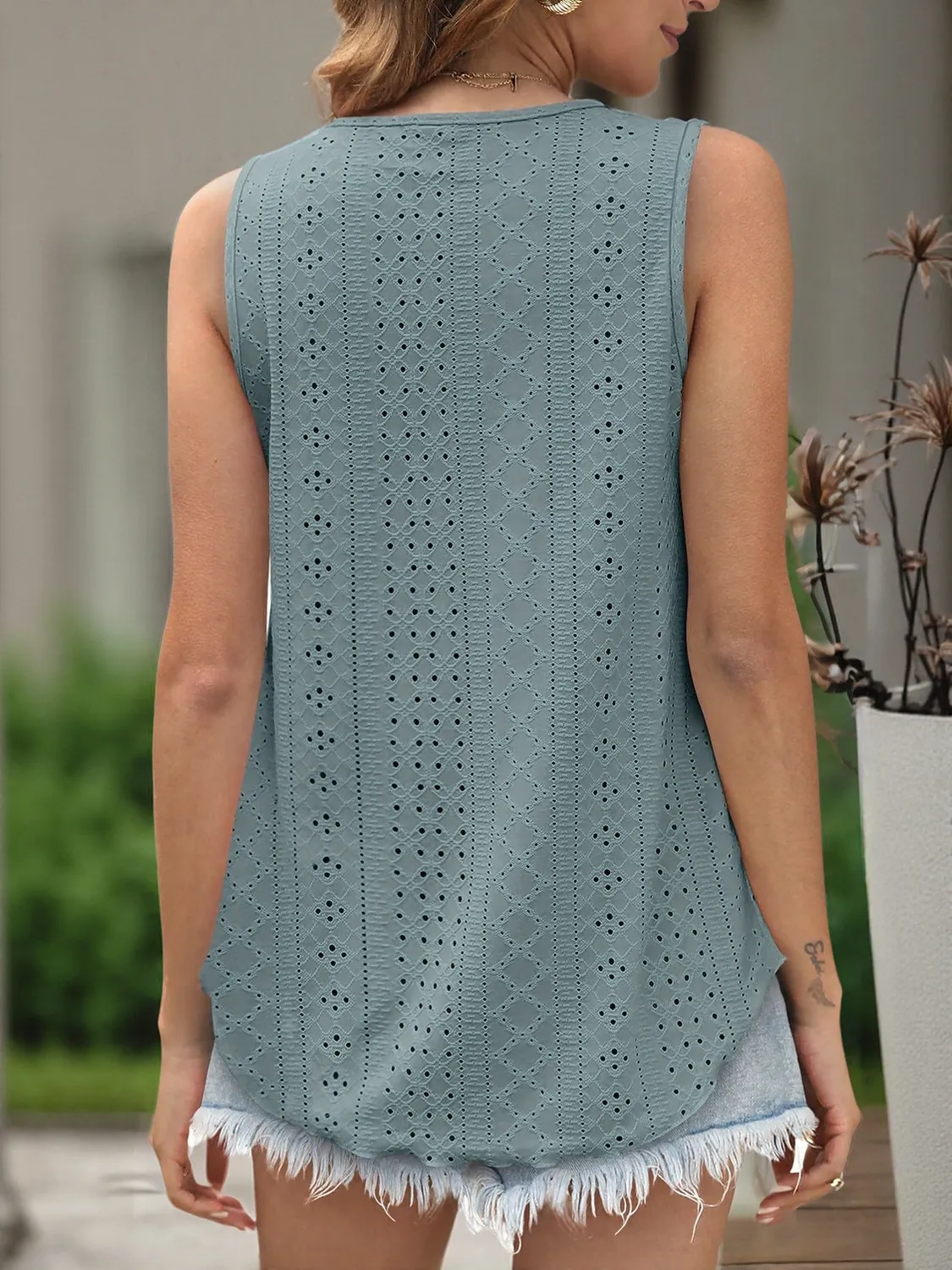 Eyelet Scoop Neck Tank - Image 8