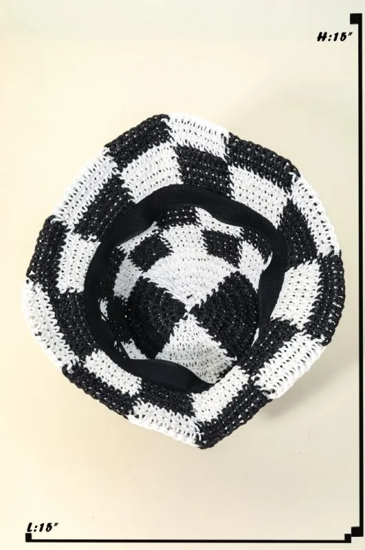 Fame Checkered Pattern Knit Bucket Hat - Image 5