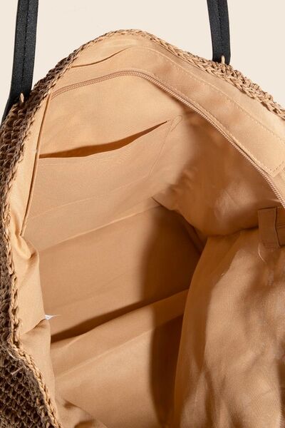Fame Faux Leather Handle Knitted Tote Bag - Image 3