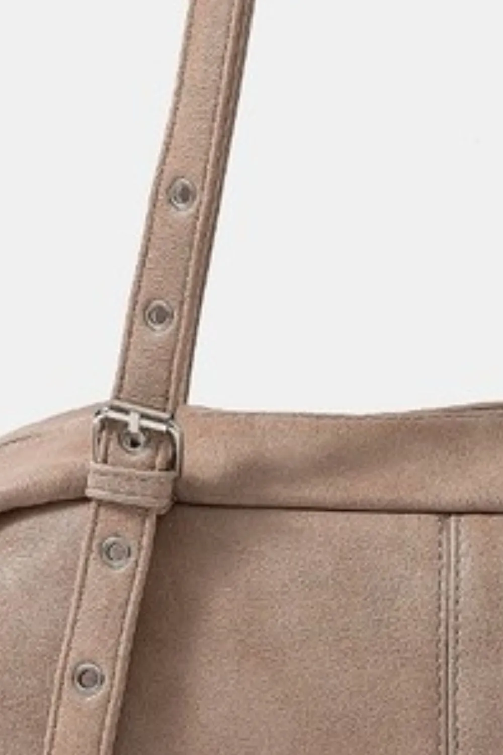 Fame Multi Grommet Belt Strap Rustic Rectangular Hand Bag - Image 3