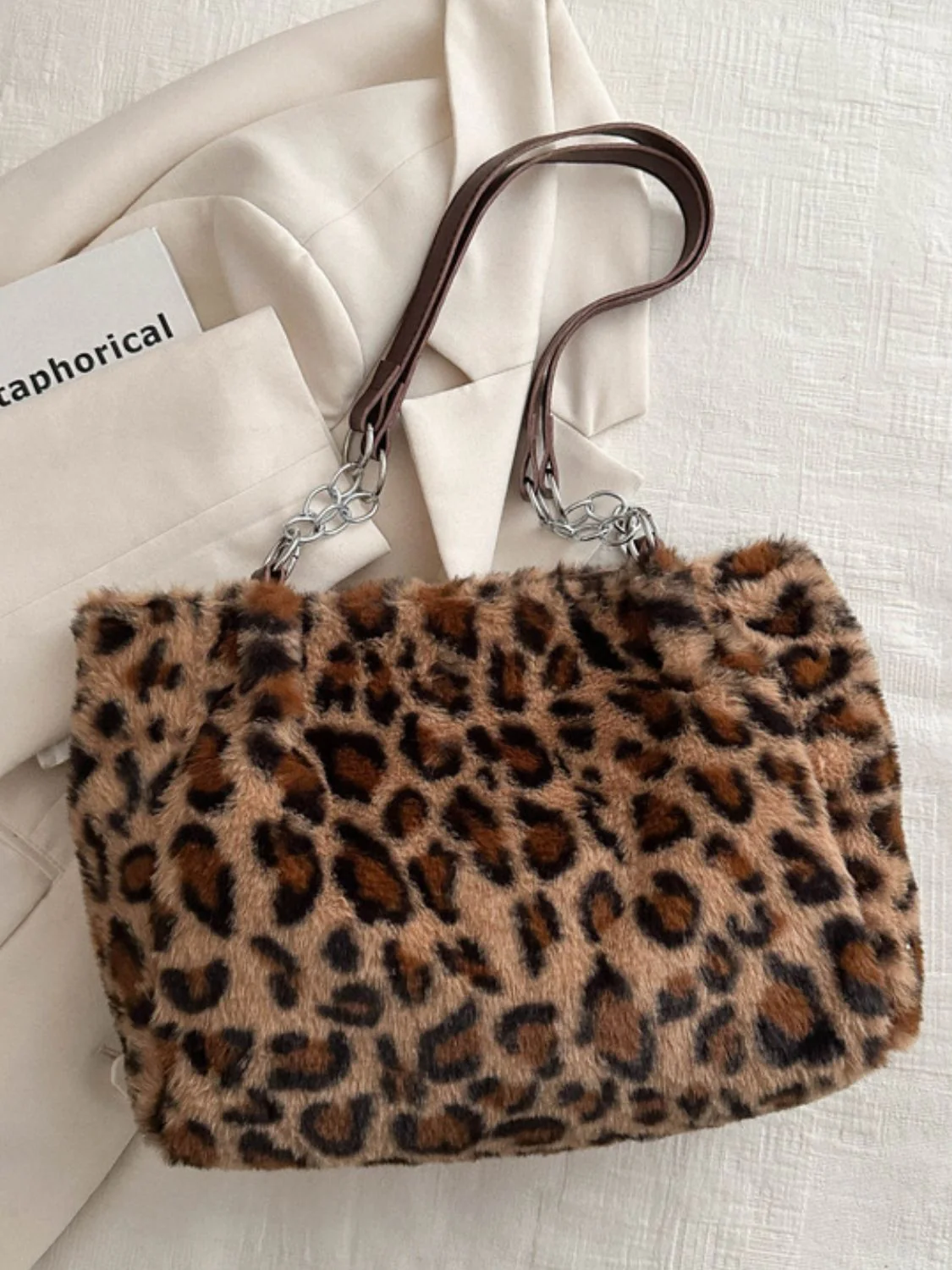 Faux Fur Leopard Shoulder Bag - Image 3
