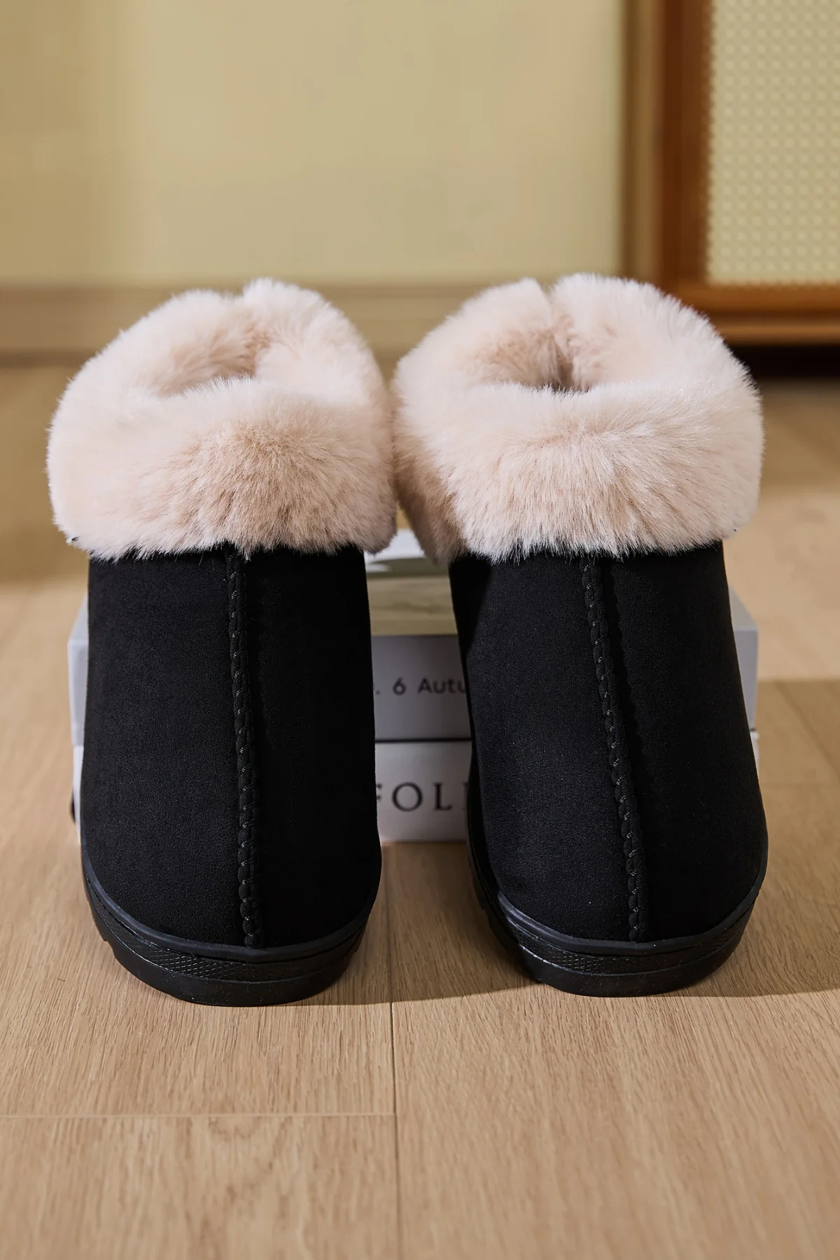 Faux Fur Round Toe Platform Slippers - Image 6