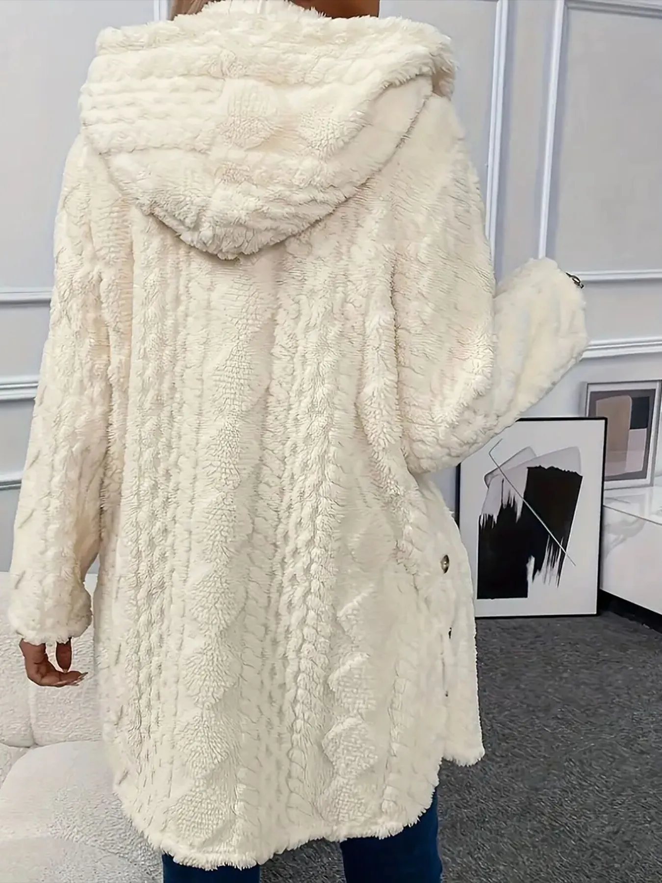 Faux Fur Teddy Coat with Button Front - Image 3