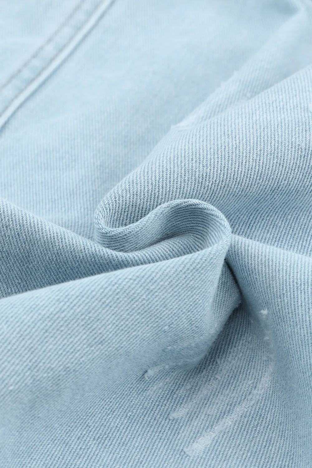 Flap Pocket Raw Hem Denim Jacket - Image 9