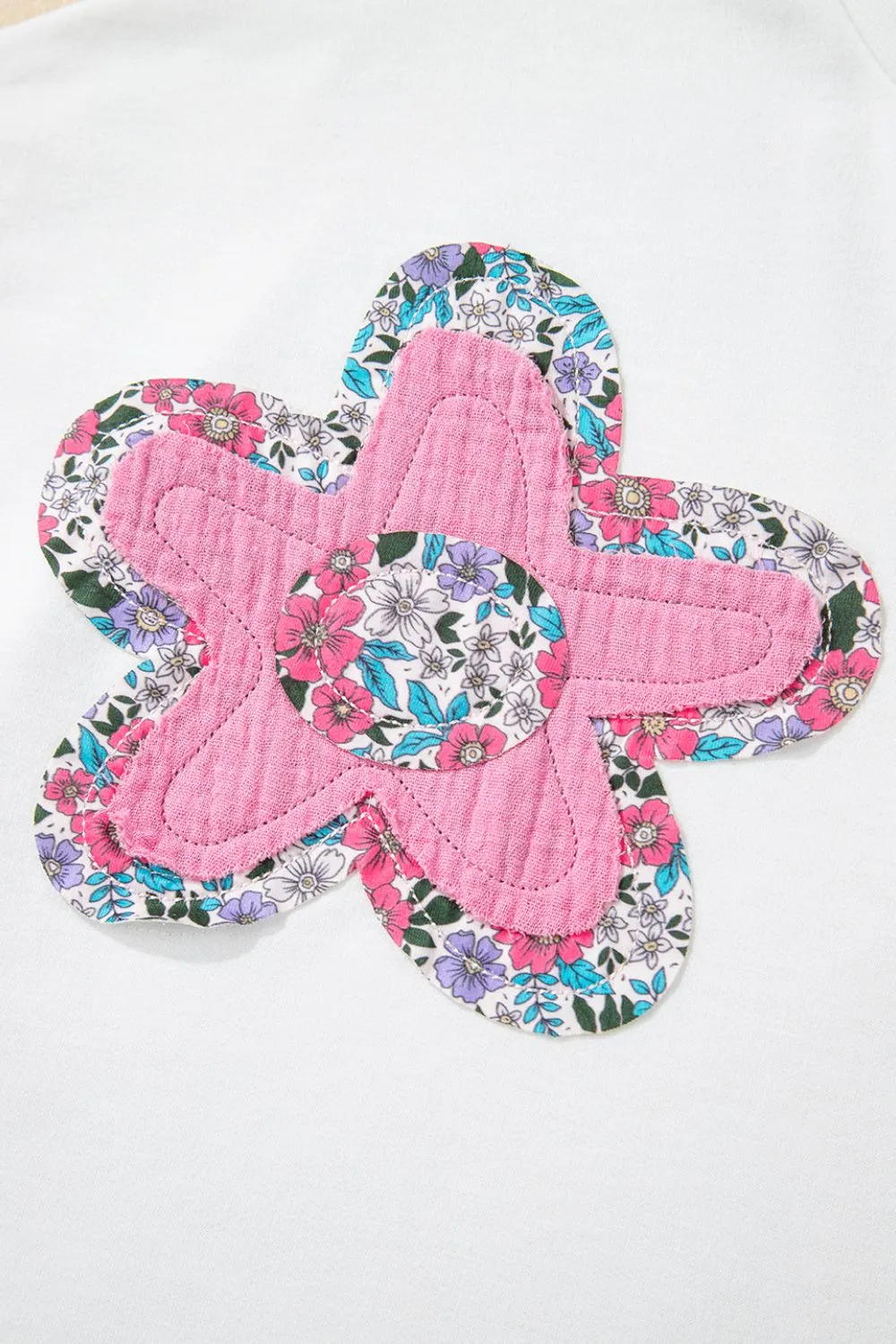 Floral Applique Notched Dolman Sleeve Top - Image 10