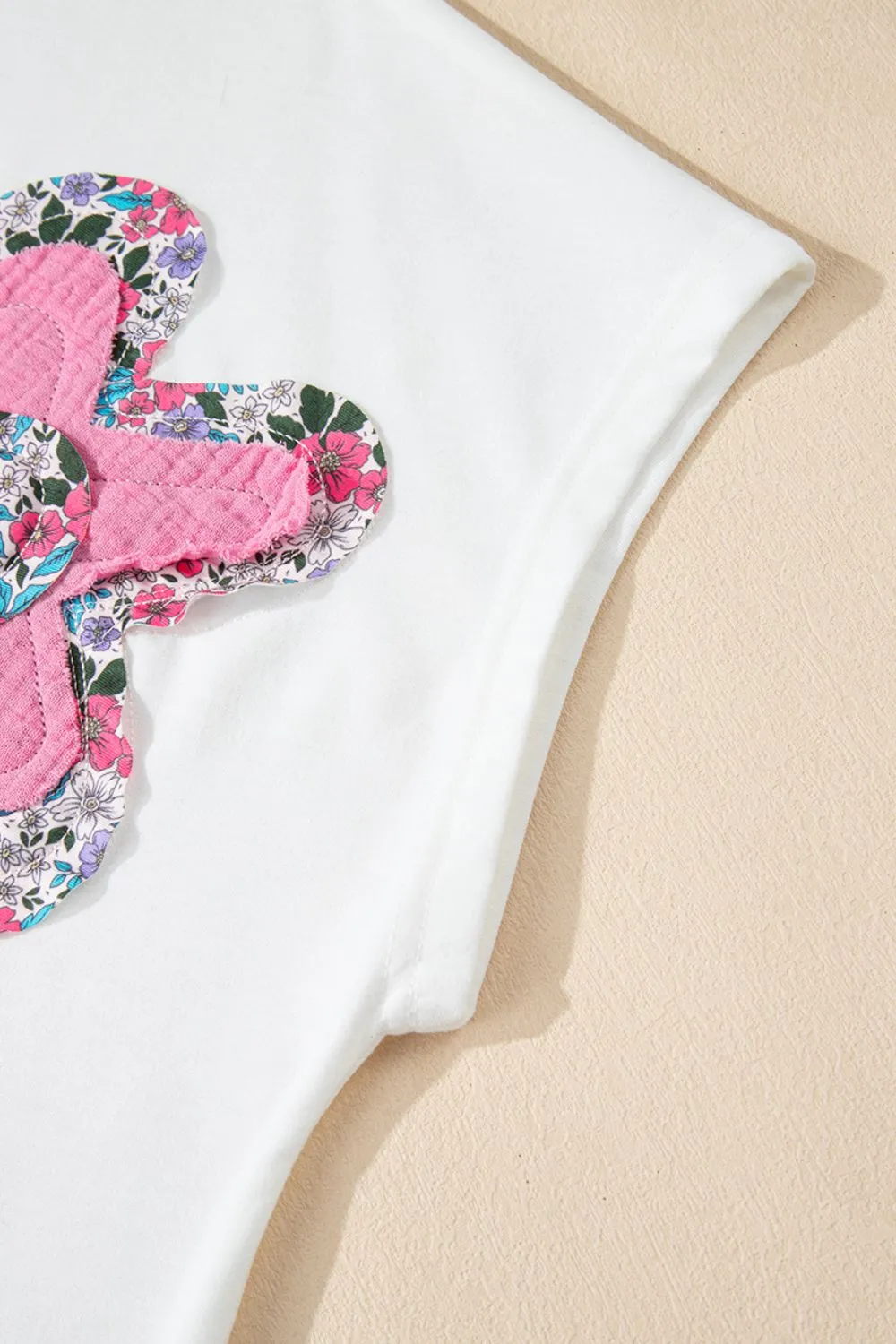 Floral Applique Notched Dolman Sleeve Top - Image 11