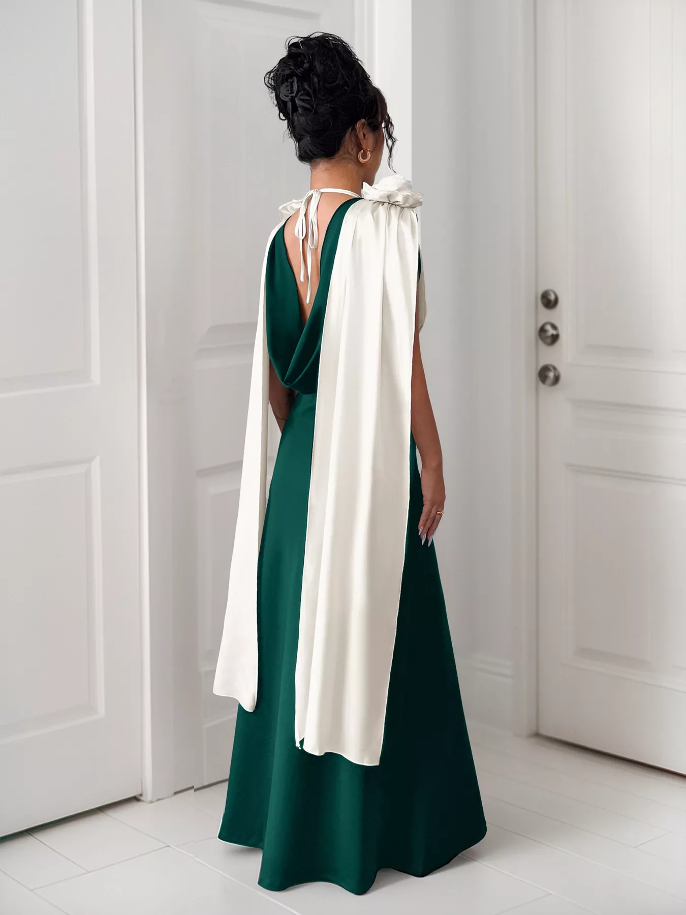 Floral Applique Two Tone Maxi Dress - Image 12
