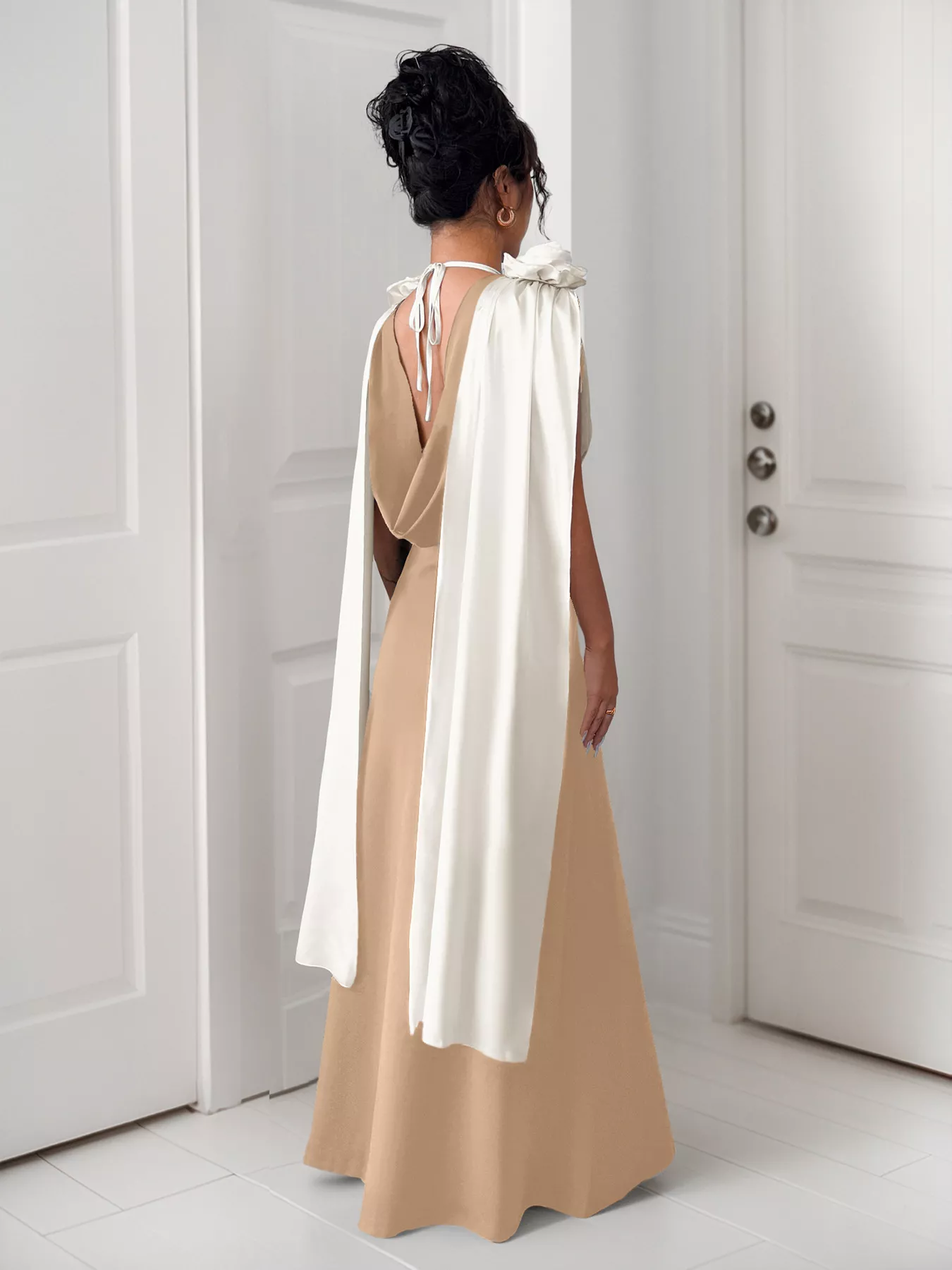 Floral Applique Two Tone Maxi Dress - Image 15