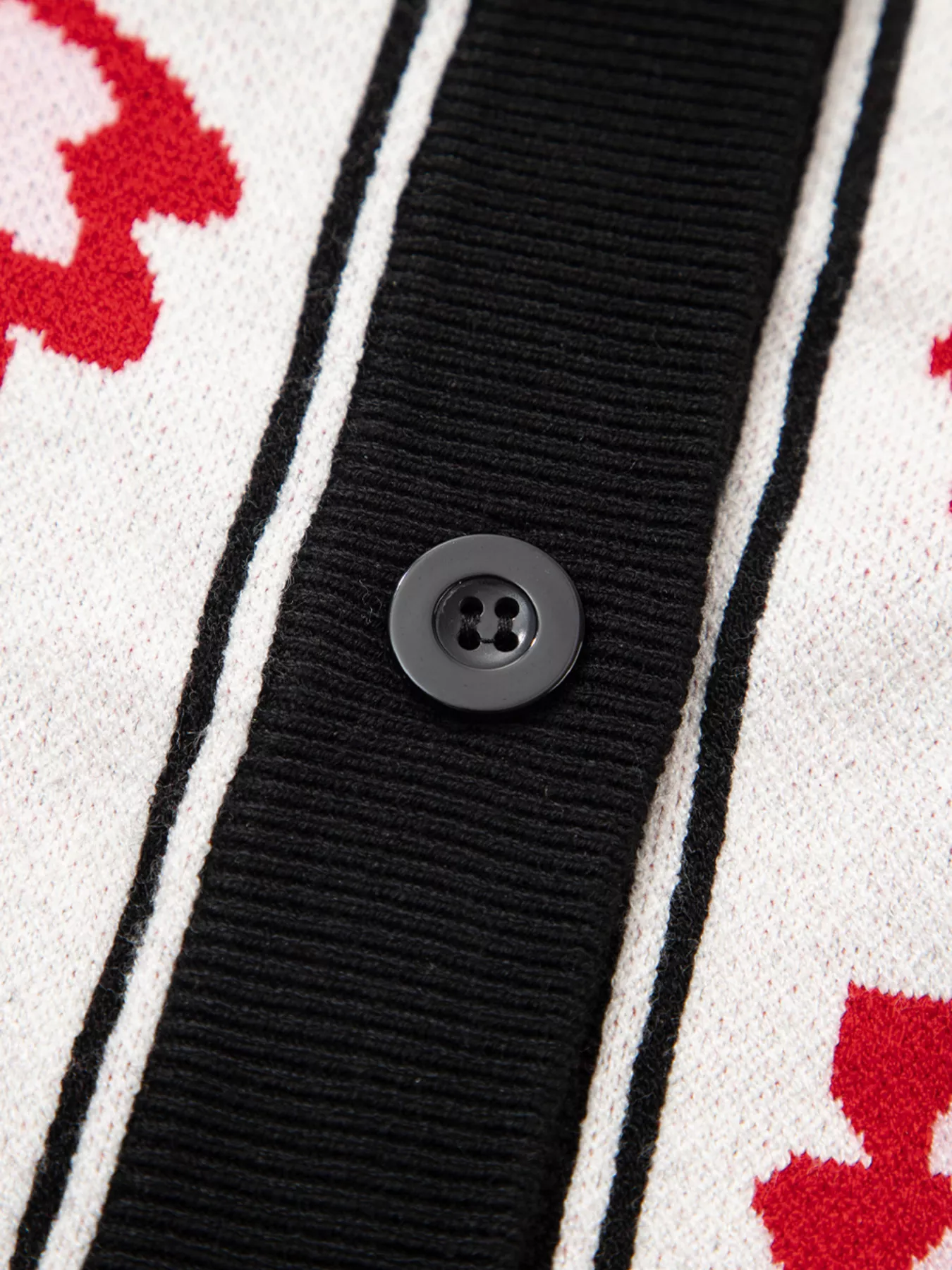 Floral Button Down Cardigan with Geometric Border - Image 5