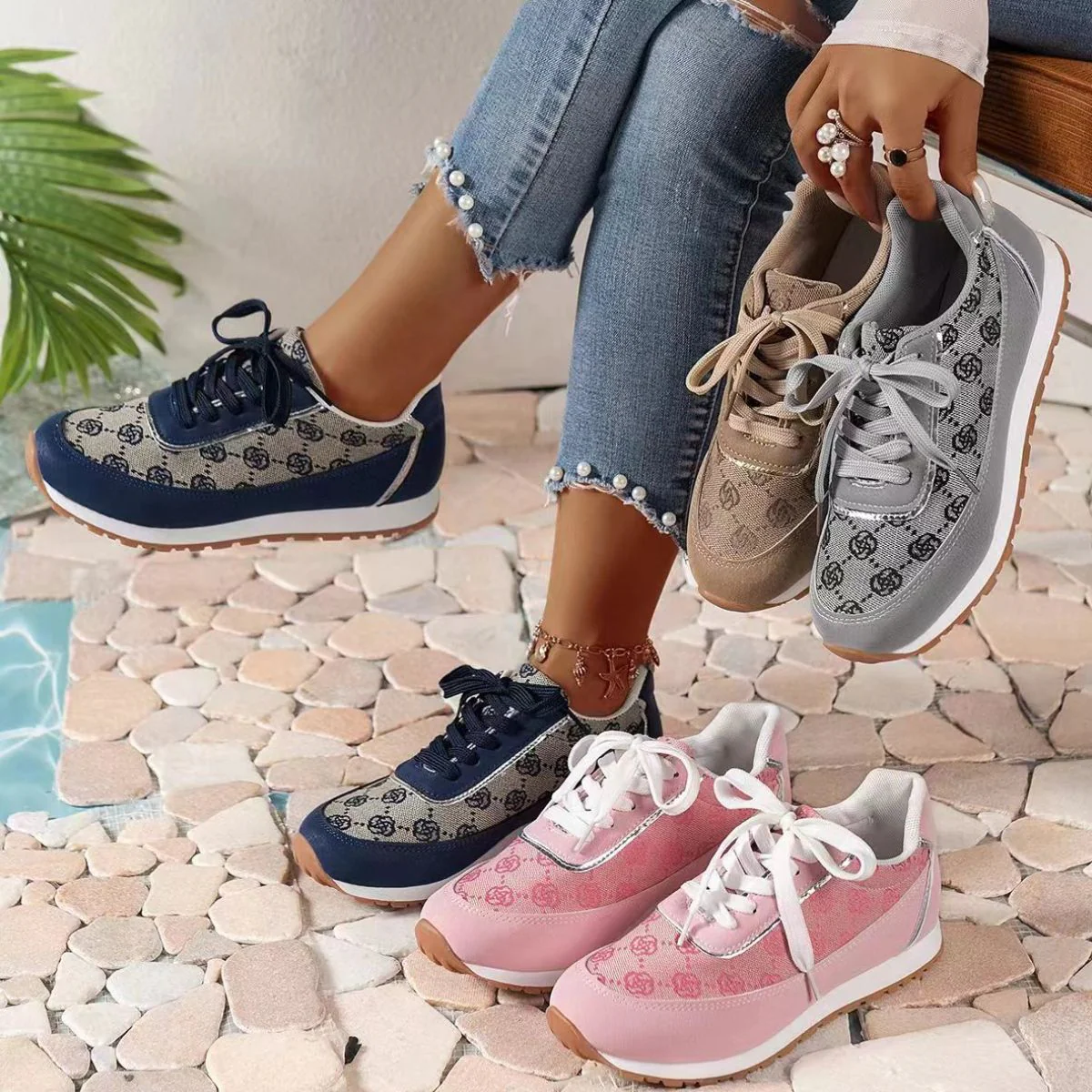 Floral Contrast Round Toe Athletic - Image 2