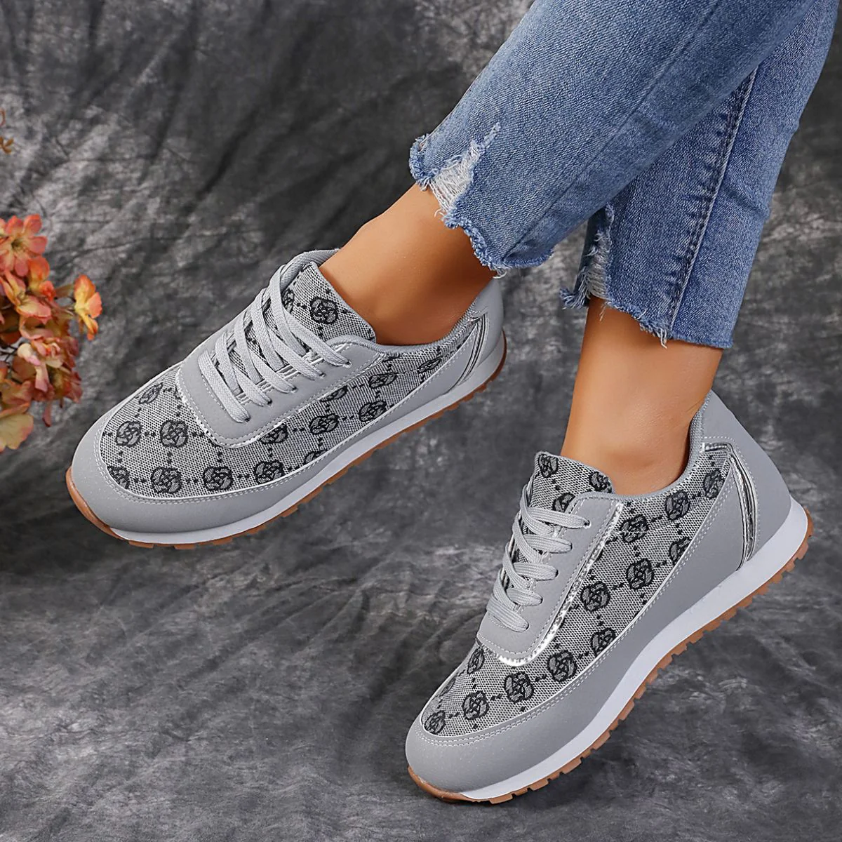 Floral Contrast Round Toe Athletic - Image 5