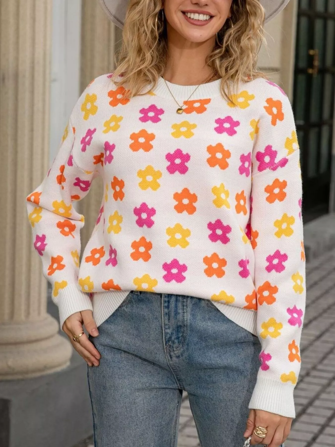 Floral Crew Neck Sweater - Image 15