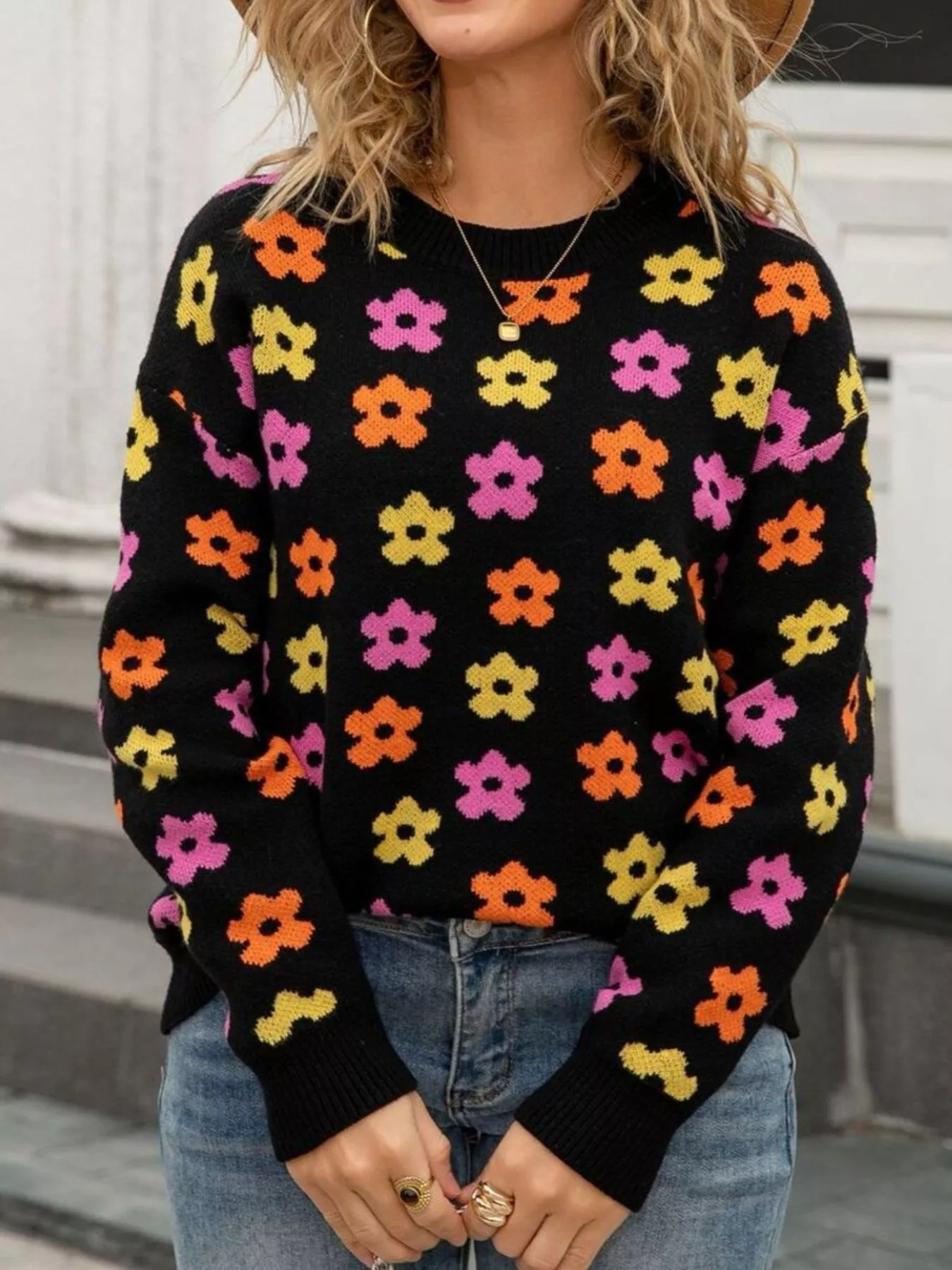 Floral Crew Neck Sweater - Image 8