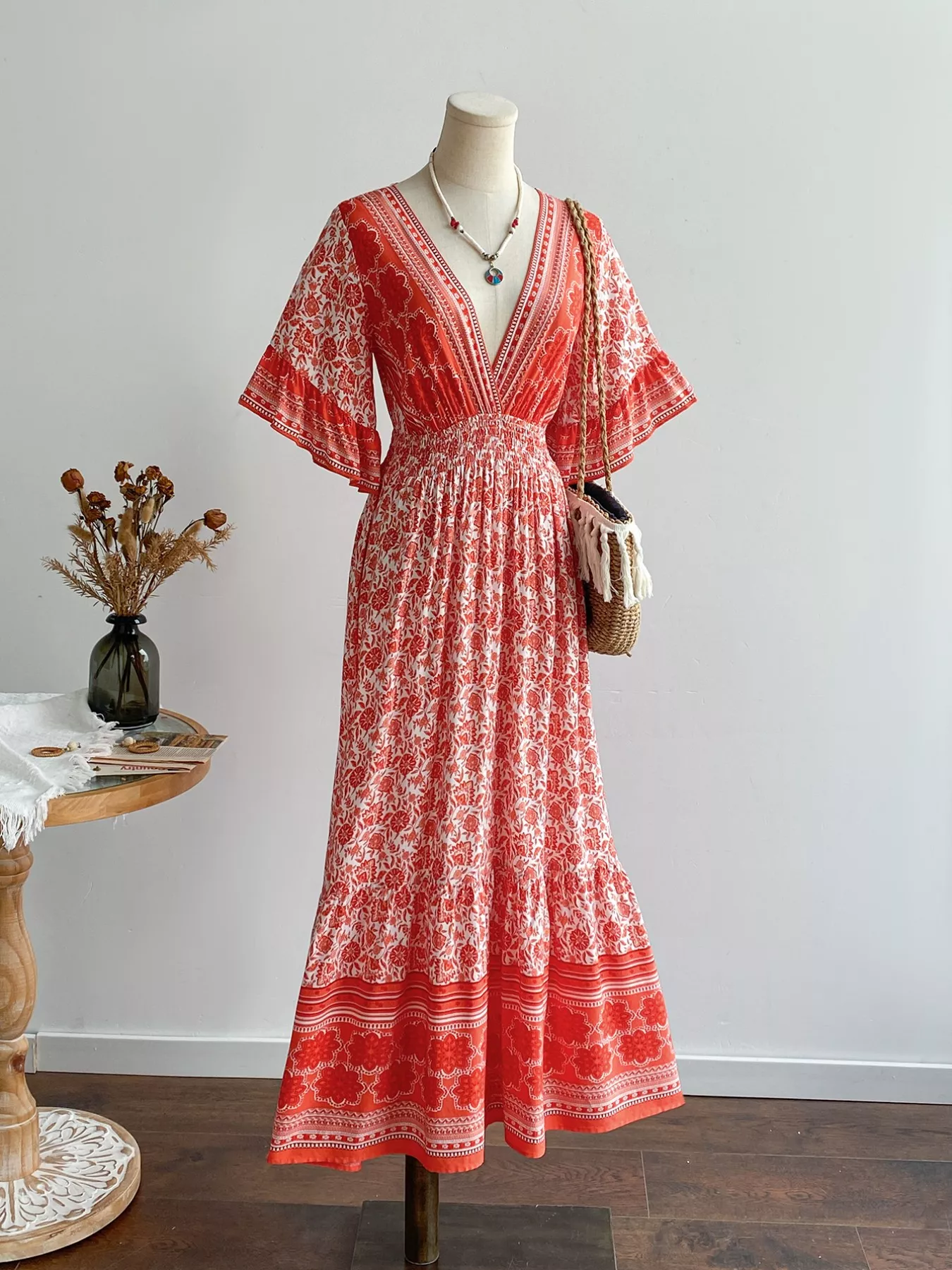 Floral Deep V-Neck Dress - Image 2