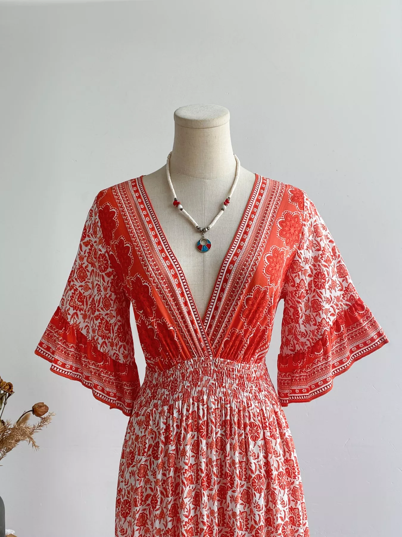 Floral Deep V-Neck Dress - Image 3