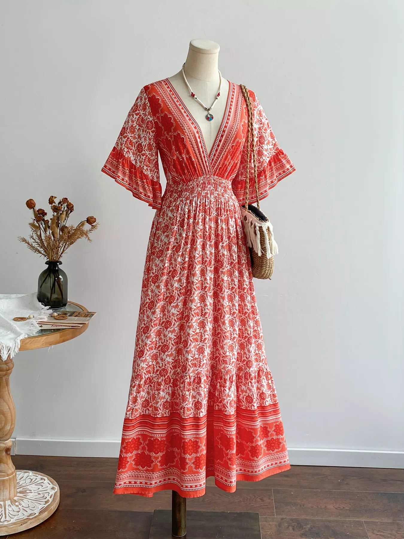 Floral Deep V-Neck Dress - Image 6