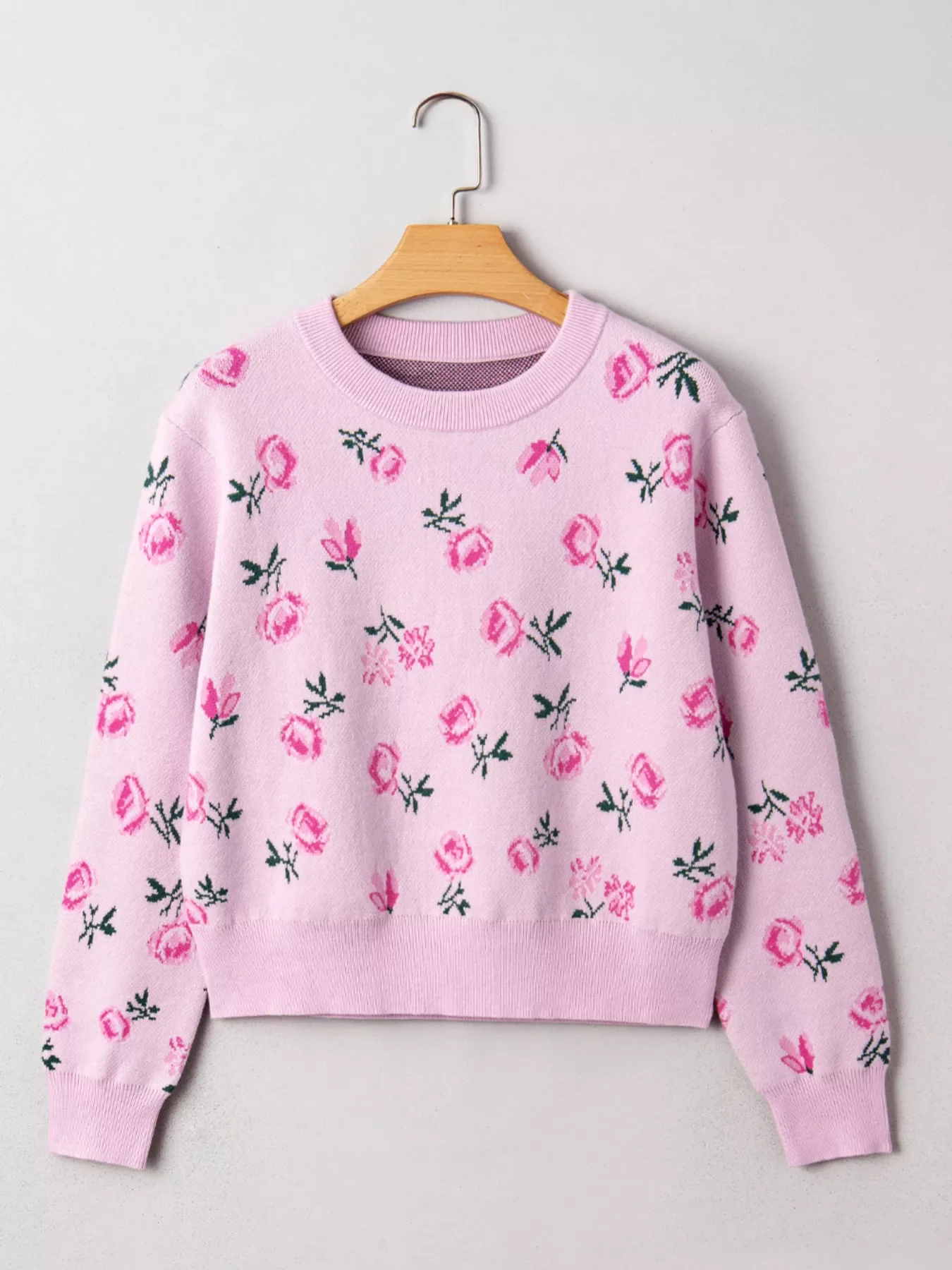 Floral Drop Shoulder Cropped Sweater - Image 3