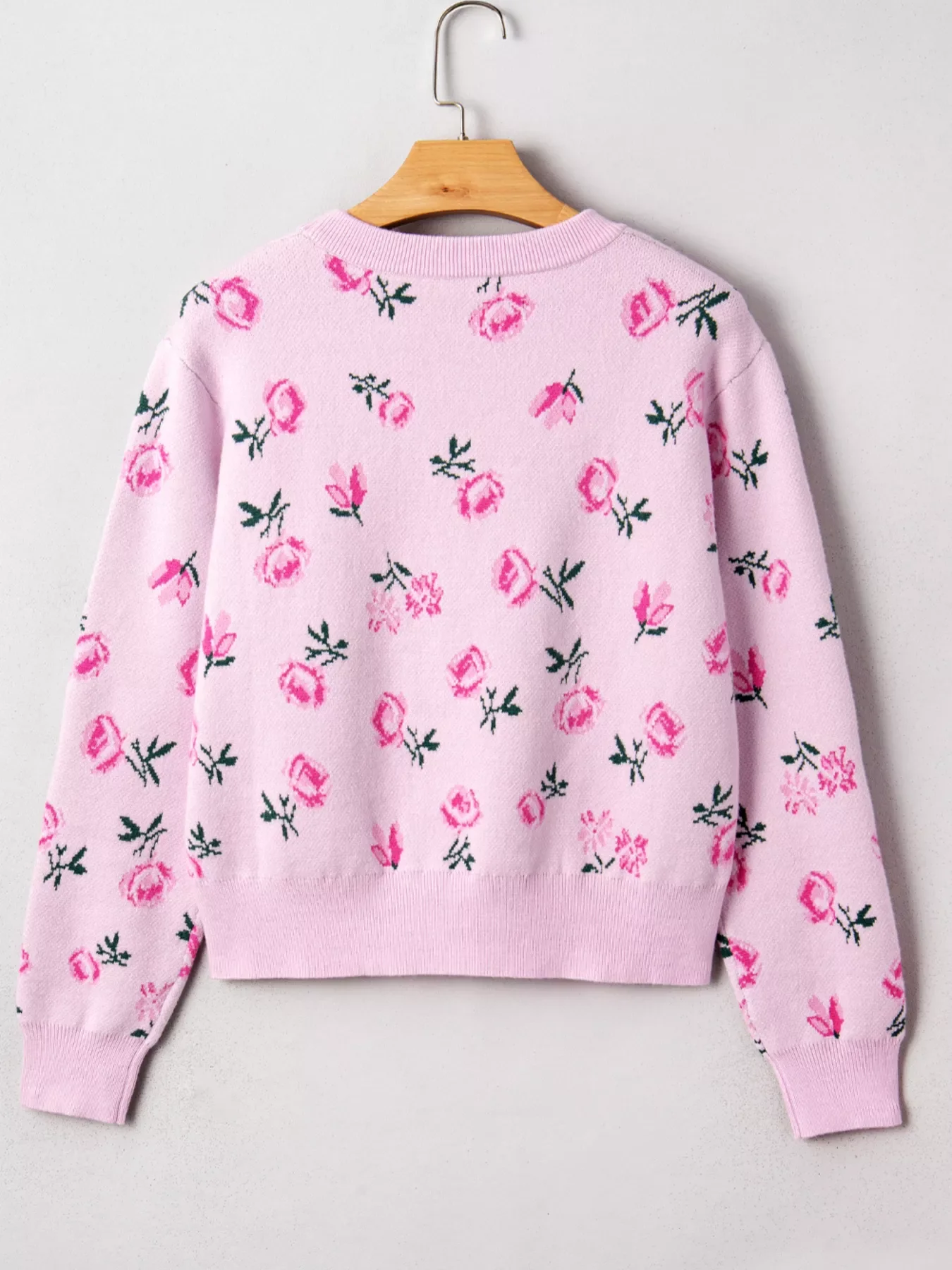 Floral Drop Shoulder Cropped Sweater - Image 4