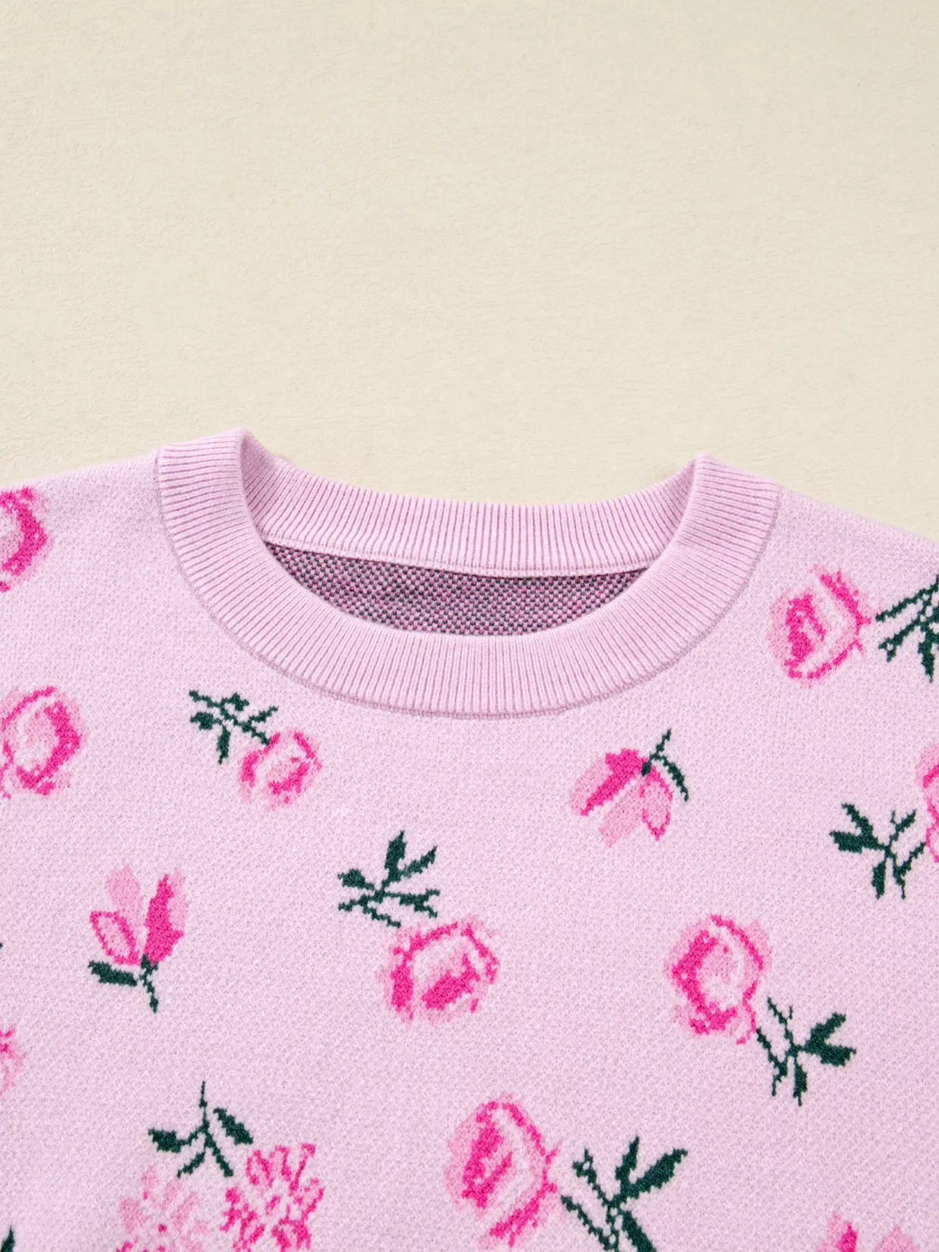 Floral Drop Shoulder Cropped Sweater - Image 5