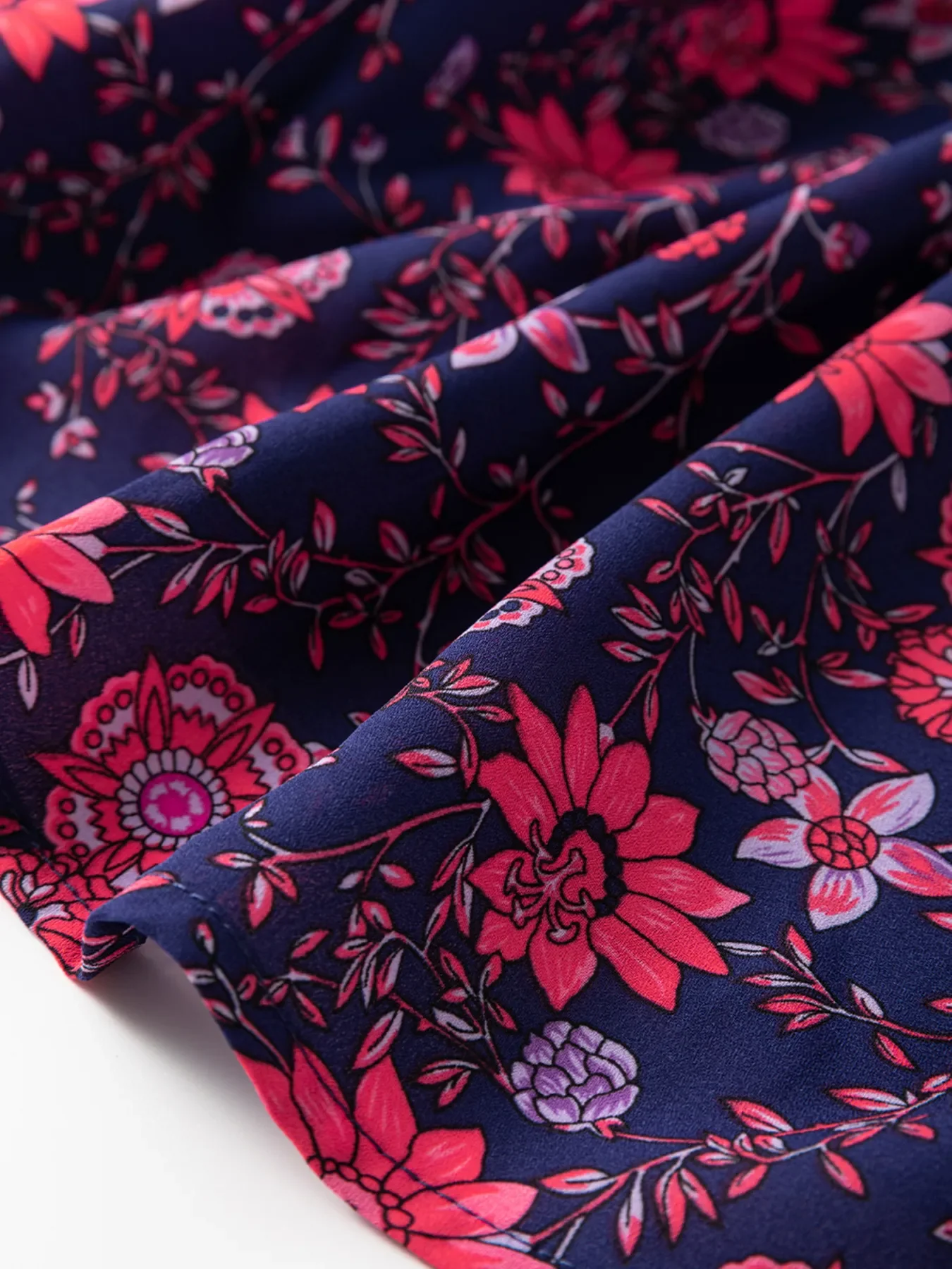 Floral Half Sleeve Split Neck Blouse Top - Image 11