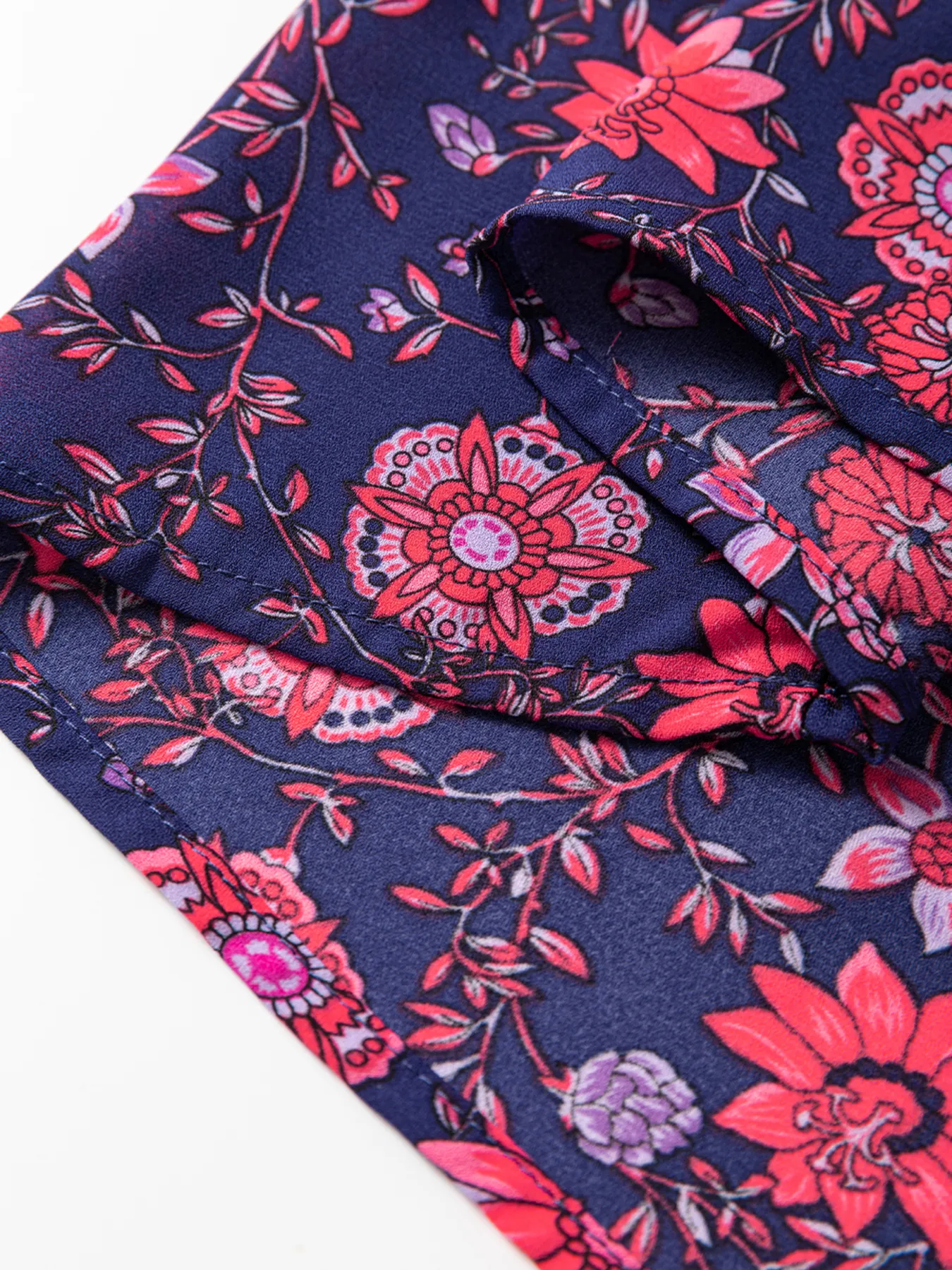 Floral Half Sleeve Split Neck Blouse Top - Image 12