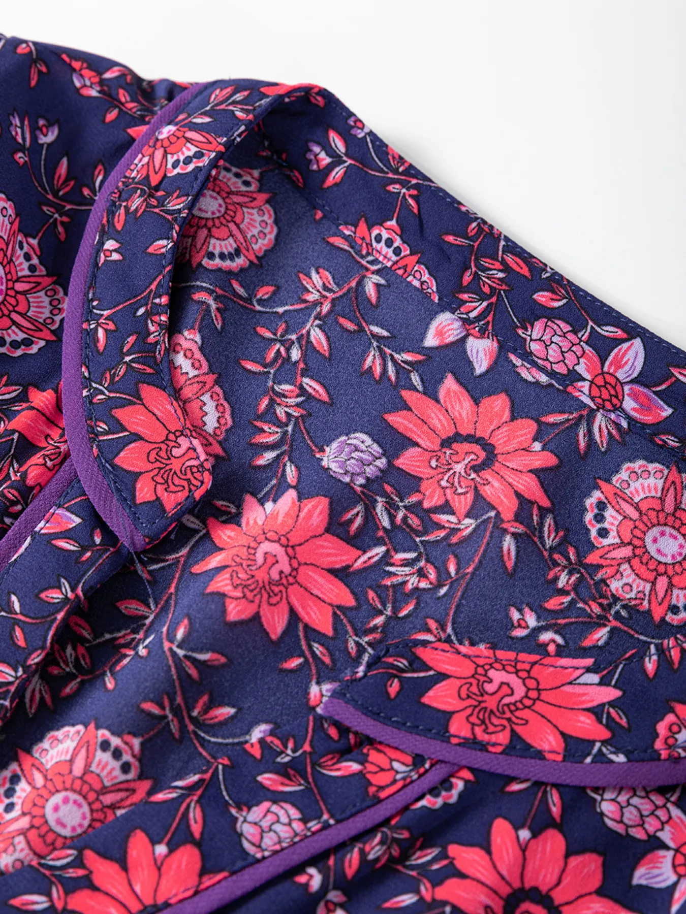 Floral Half Sleeve Split Neck Blouse Top - Image 8