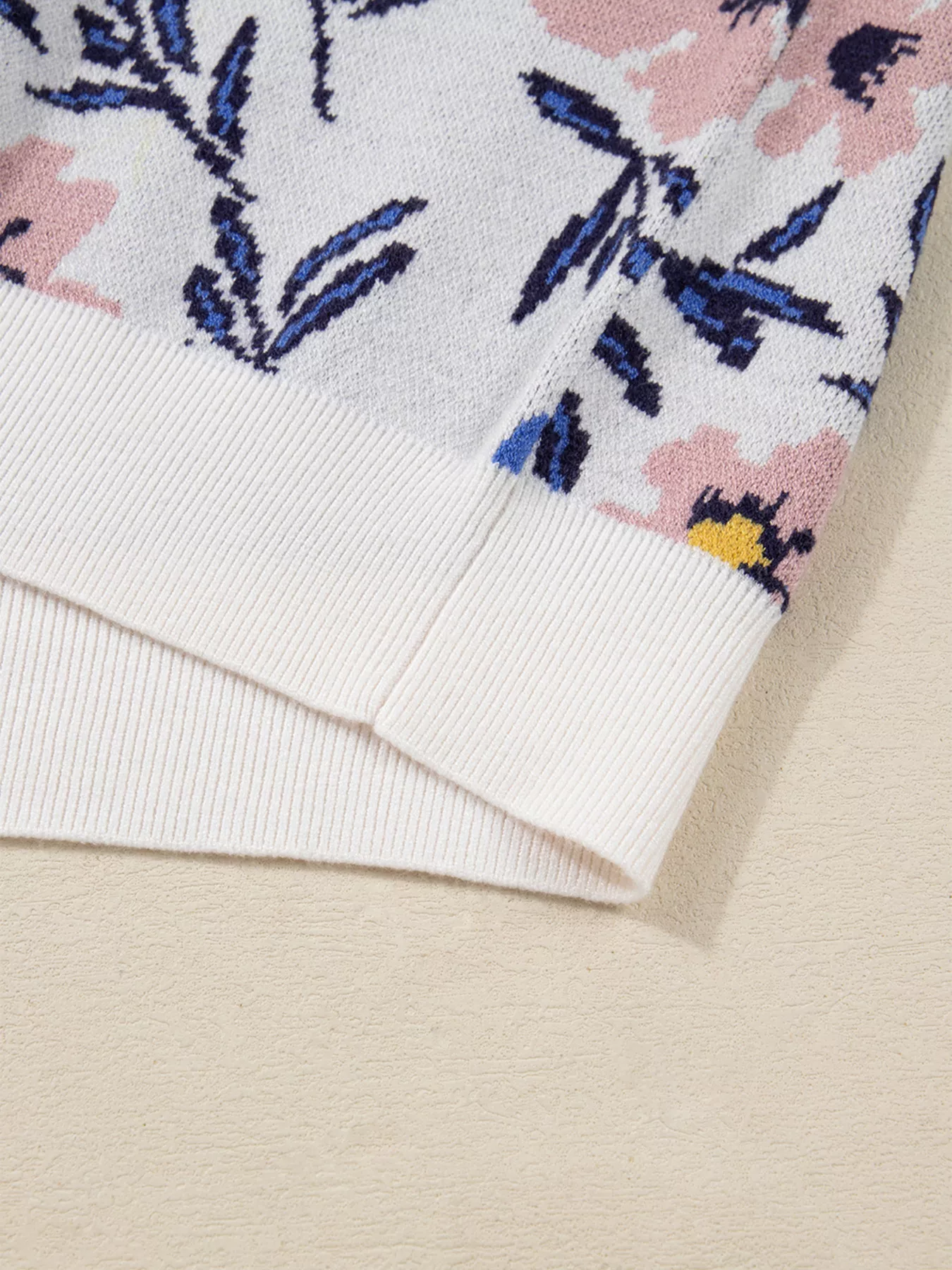 Floral Panel Colorblock Sleeve Patchwork Sweater - Image 8