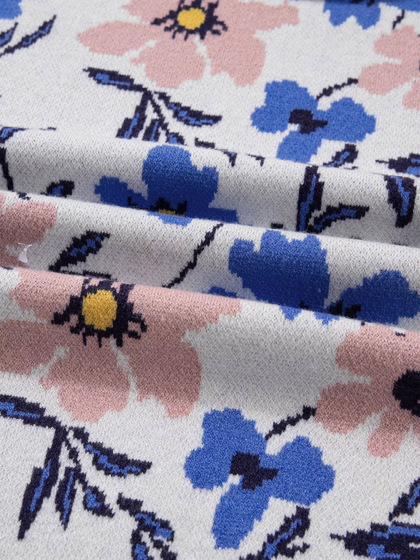 Floral Panel Colorblock Sleeve Patchwork Sweater - Image 9