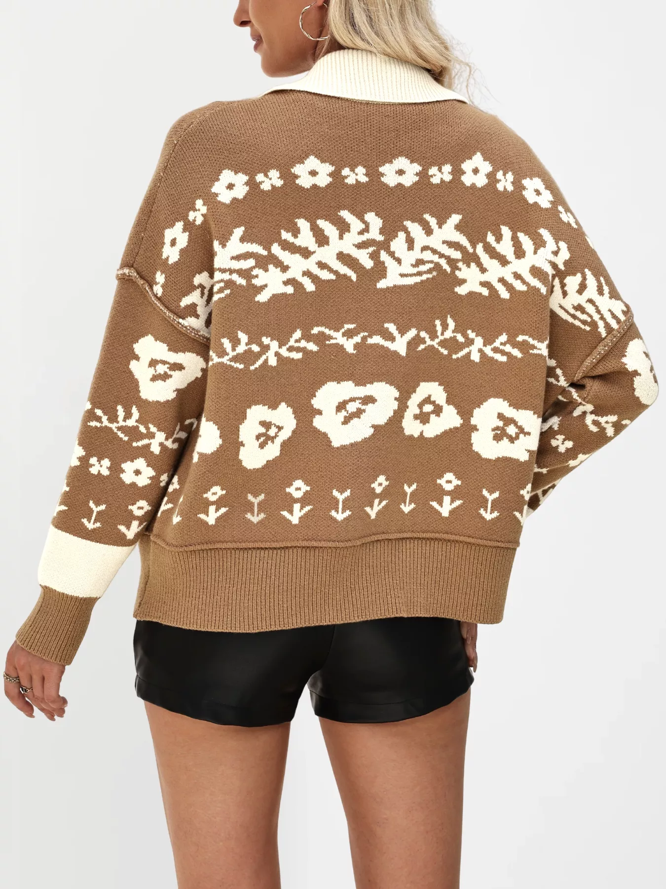 Floral Pattern Button-Down Cardigan - Image 5