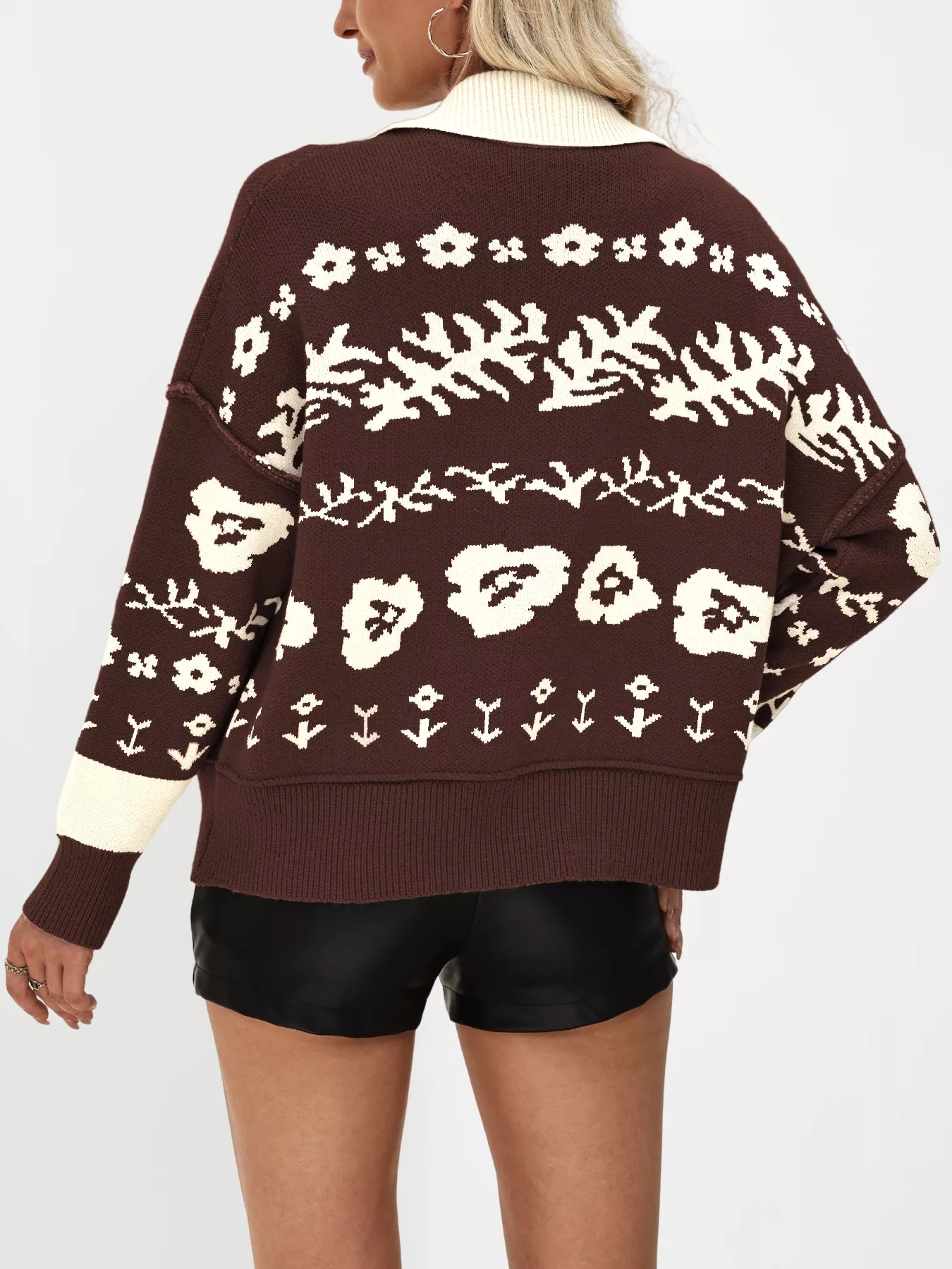 Floral Pattern Button-Down Cardigan - Image 8