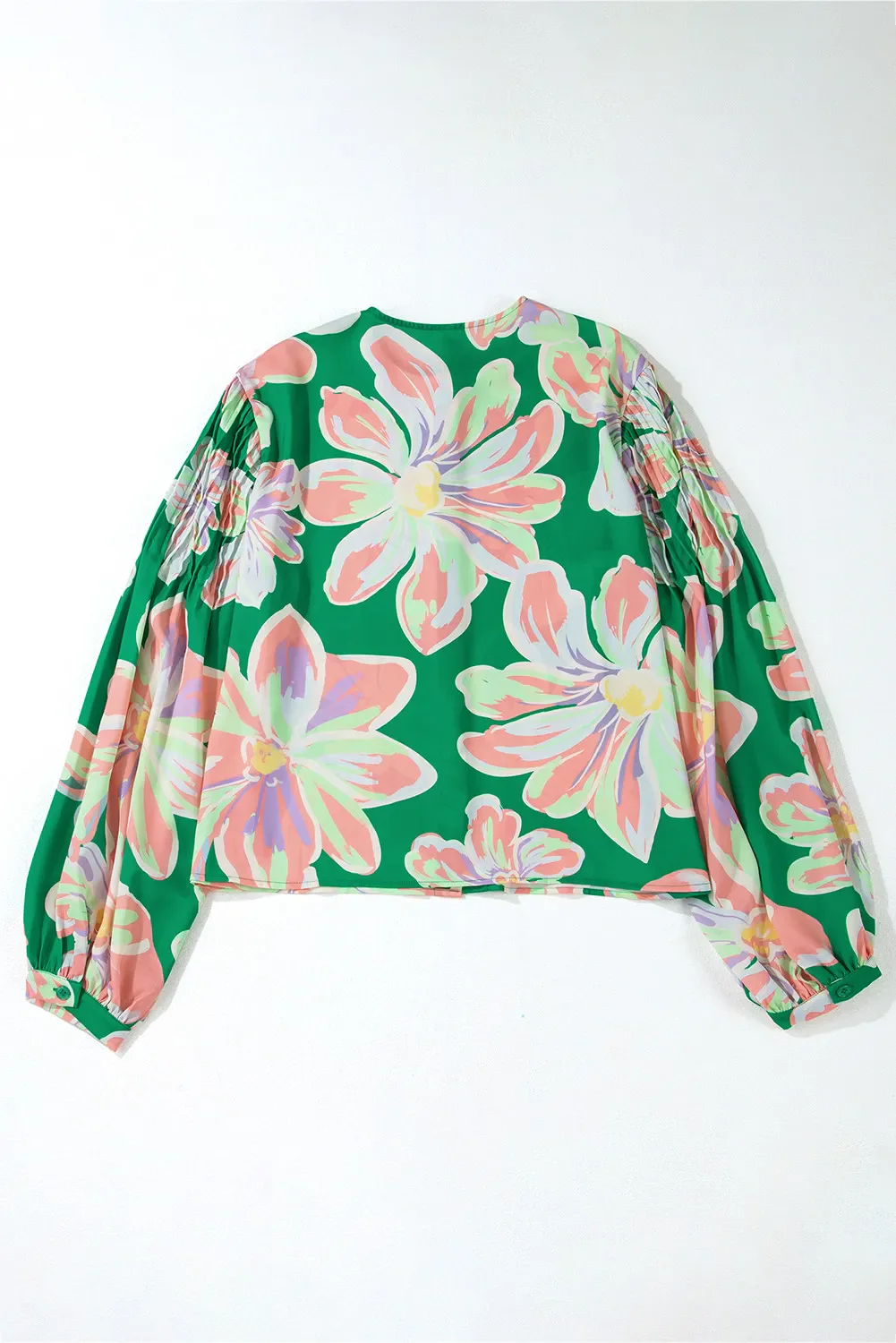 Floral Pleated Puff Sleeve Shirt - Image 4