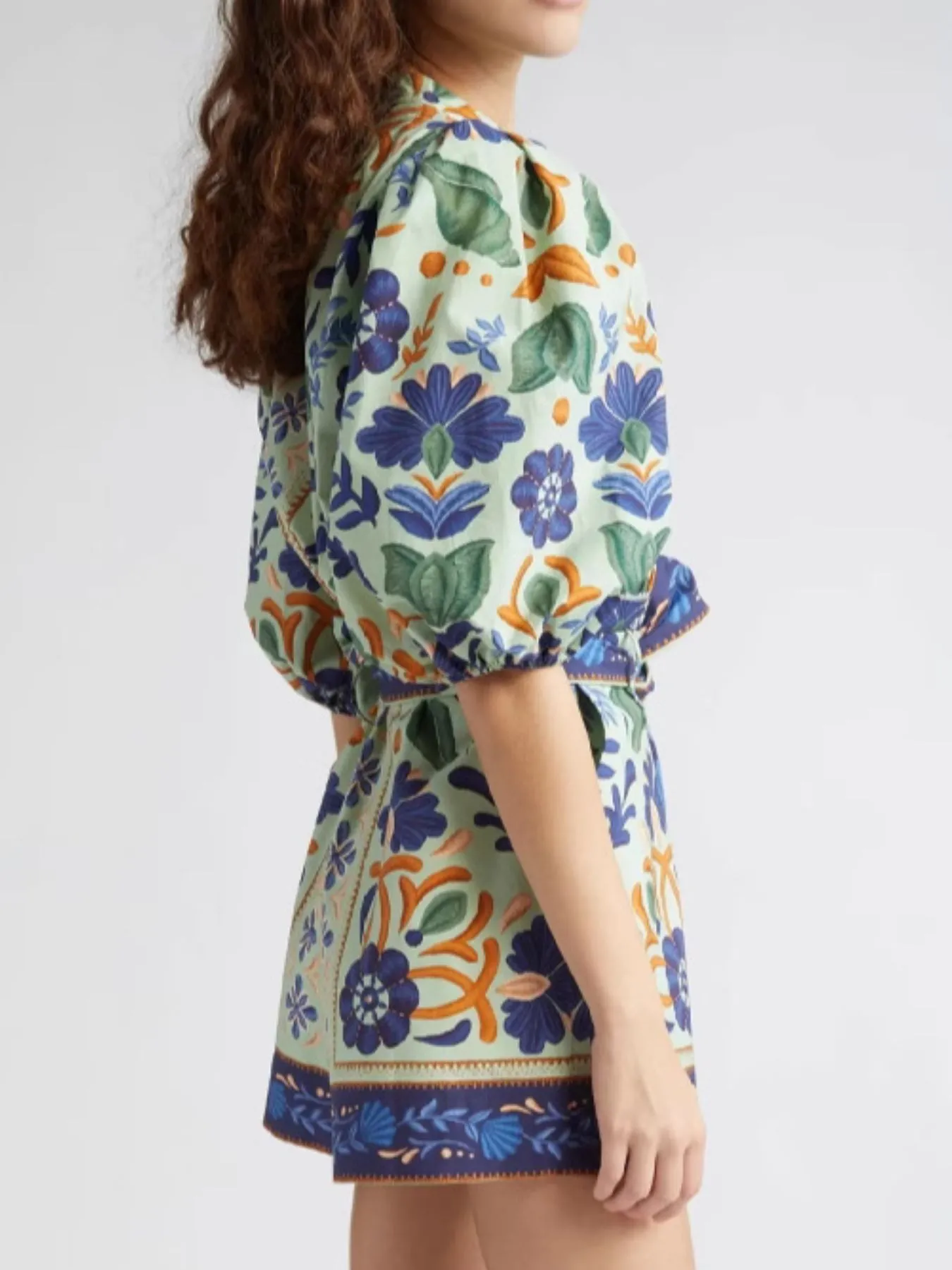 Floral Print Button Front Belted Romper - Image 6