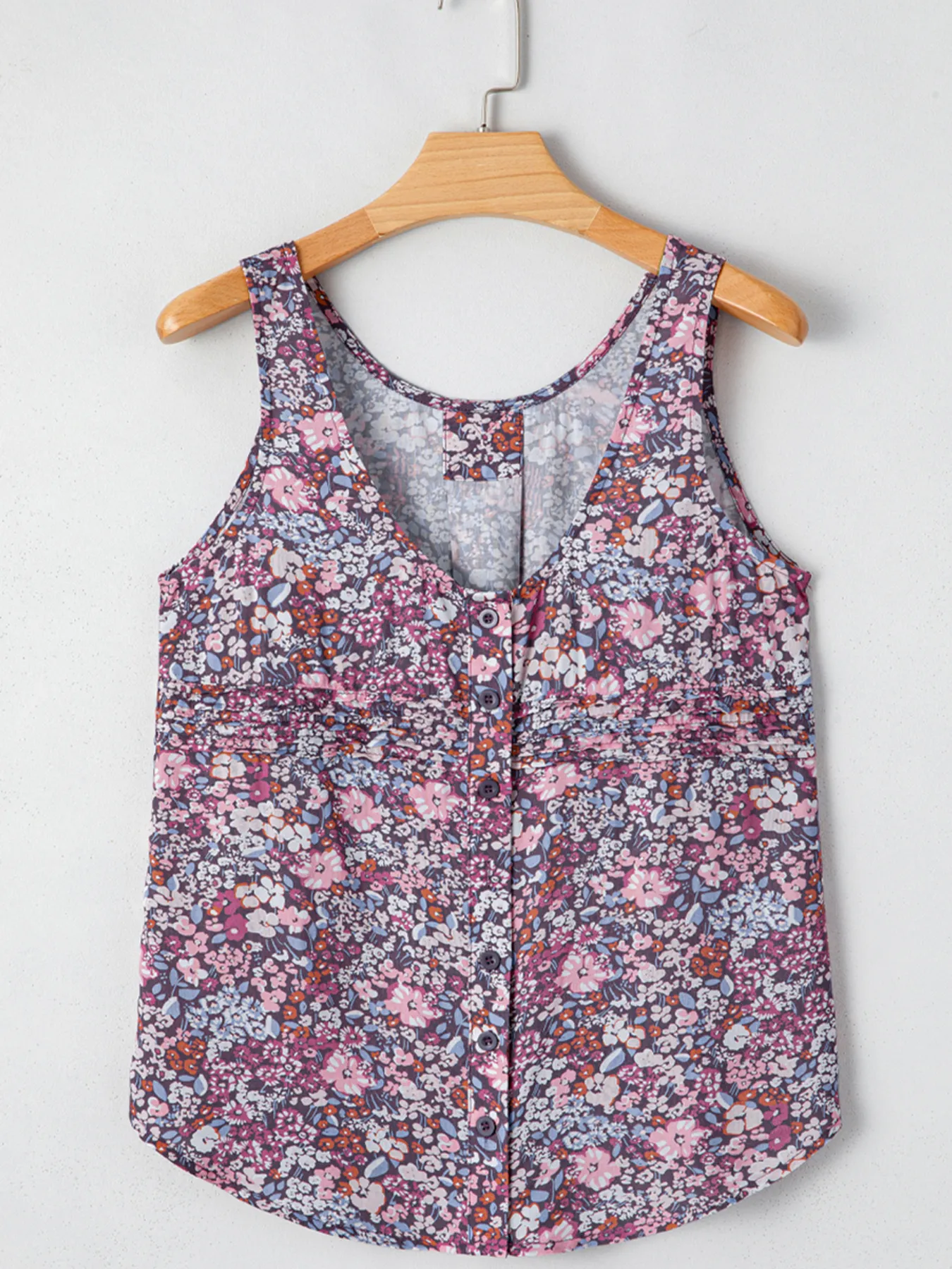 Floral Print Button Front Tank Top - Image 5