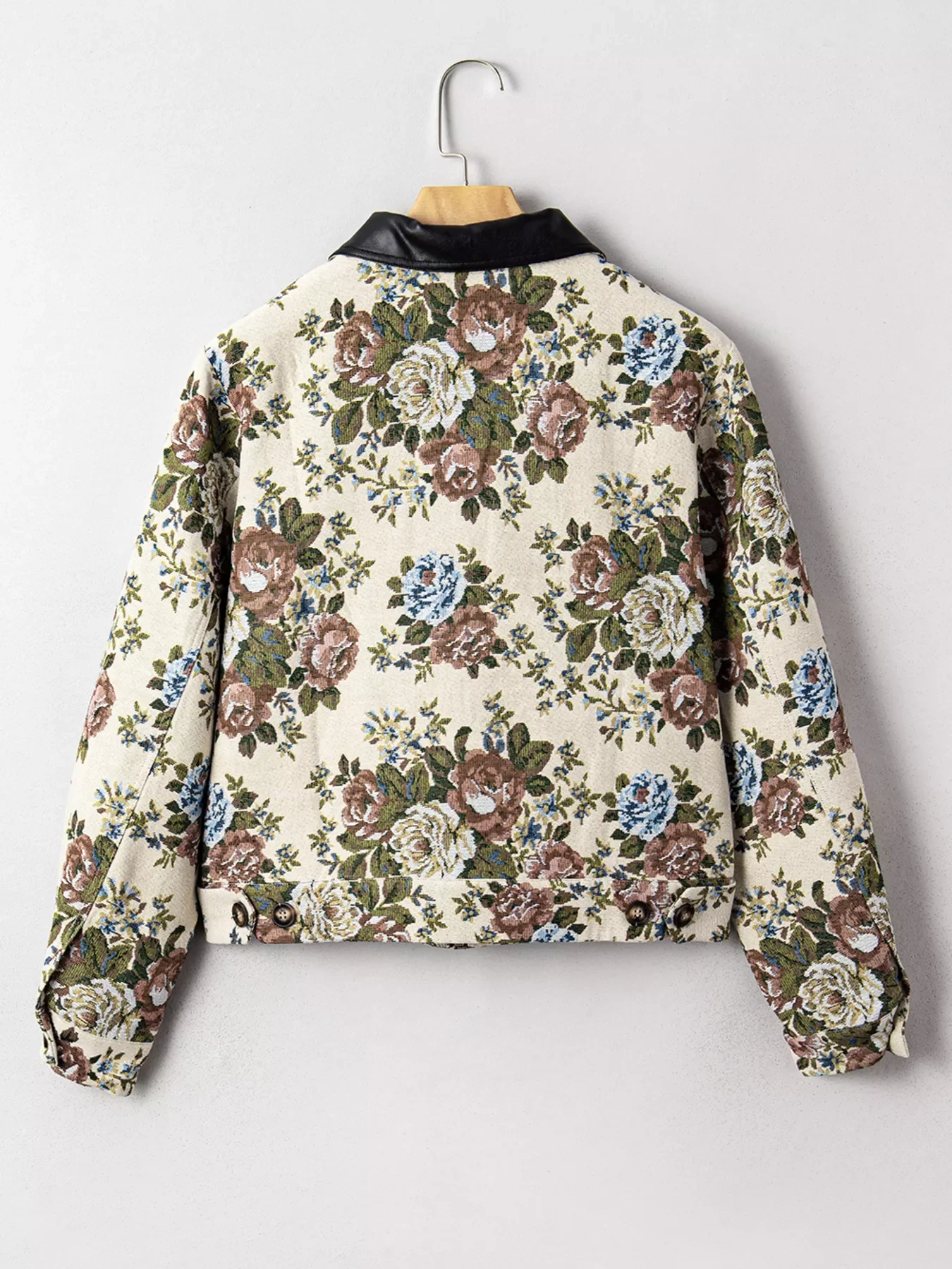 Floral Print Zip Up Contrast Collared Jacket - Image 4