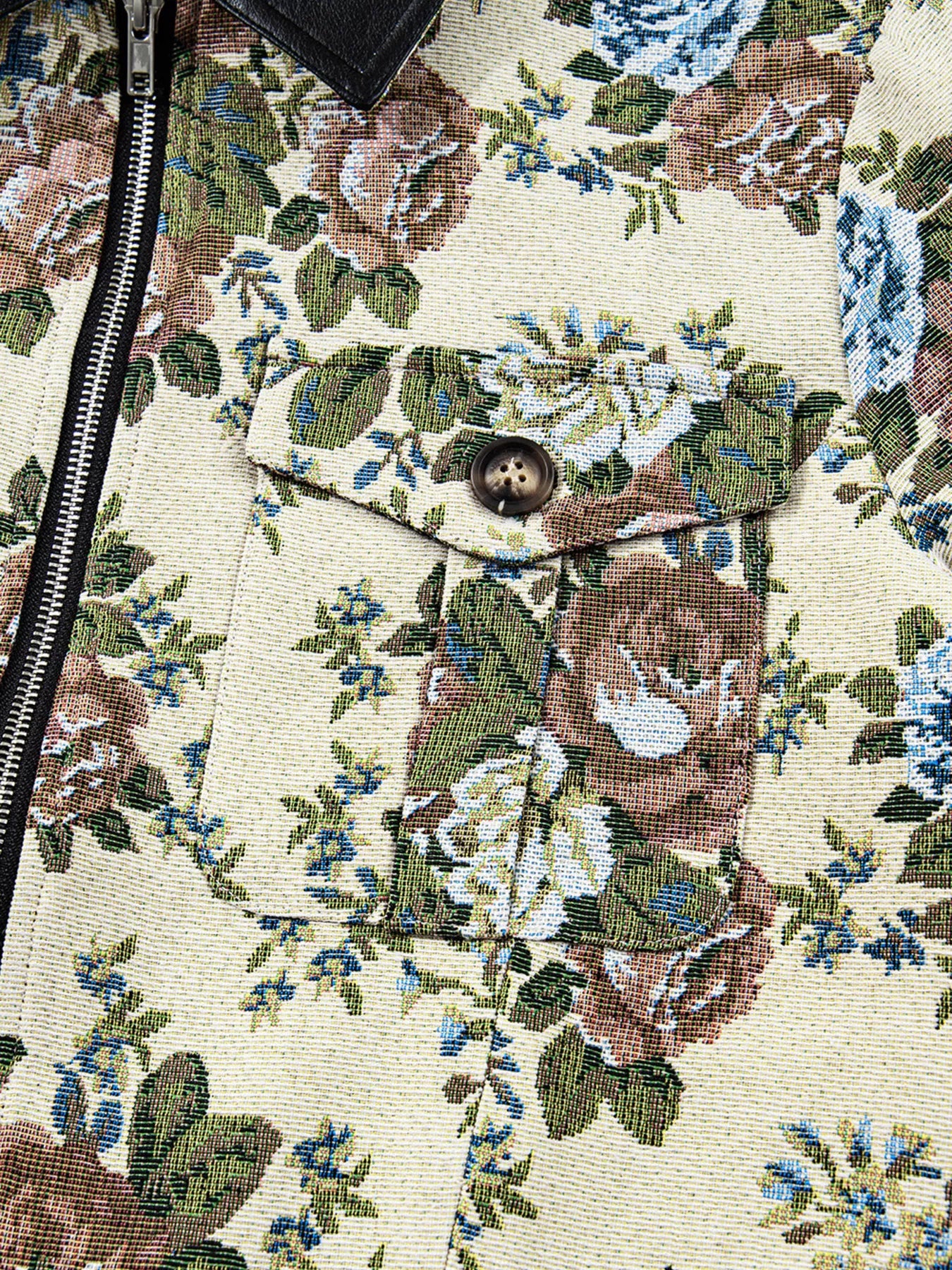 Floral Print Zip Up Contrast Collared Jacket - Image 8