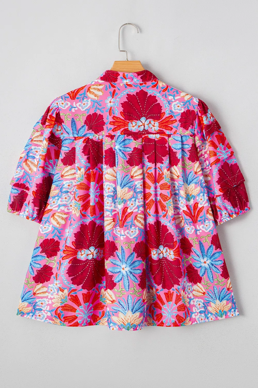 Floral Puff Sleeve Button-Up Top - Image 8