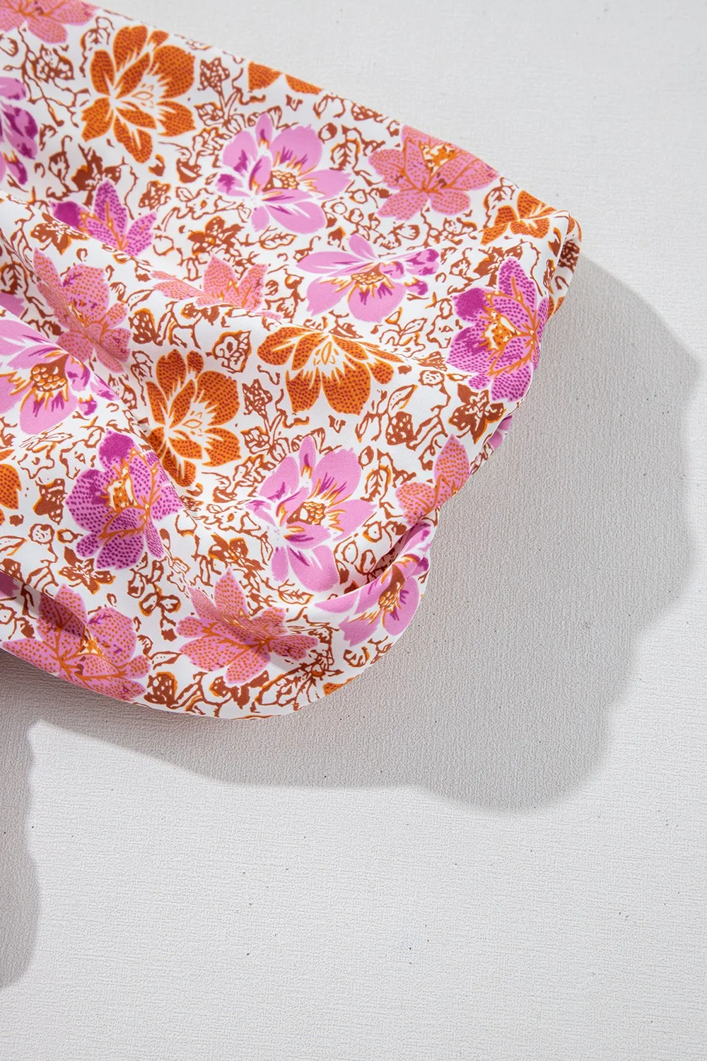 Floral Square Neck Knotted Ruffle Midi Dress - Image 11