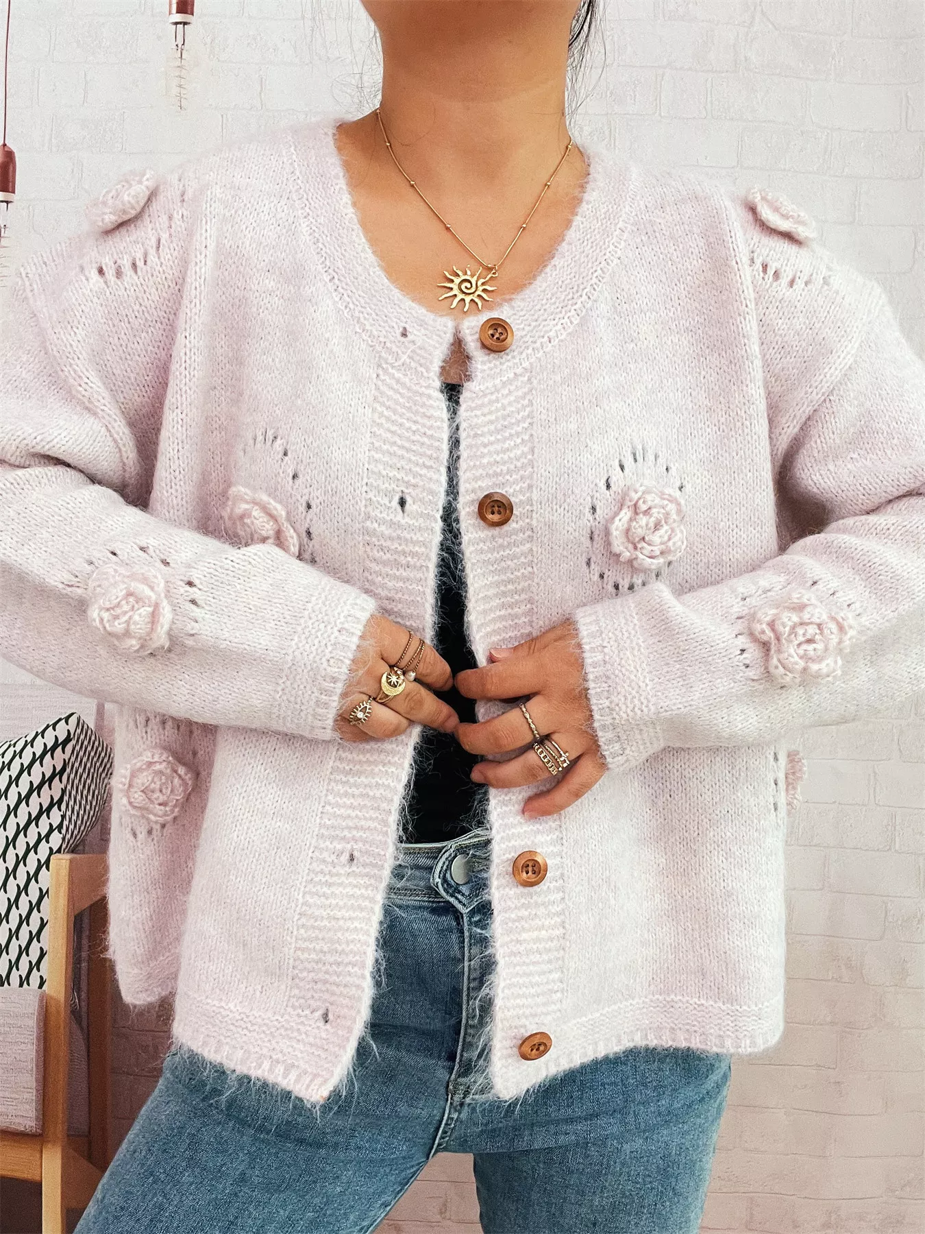 Flower Button-Up Cardigan - Image 11