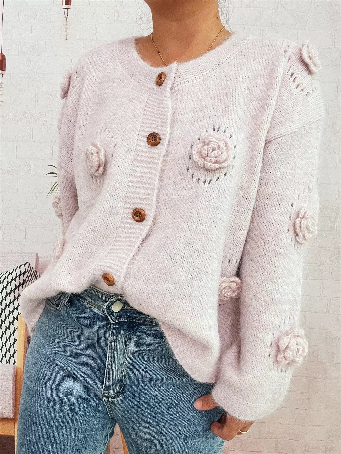Flower Button-Up Cardigan - Image 13