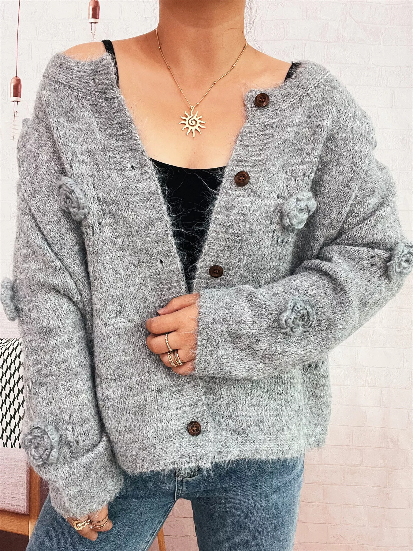 Flower Button-Up Cardigan - Image 3