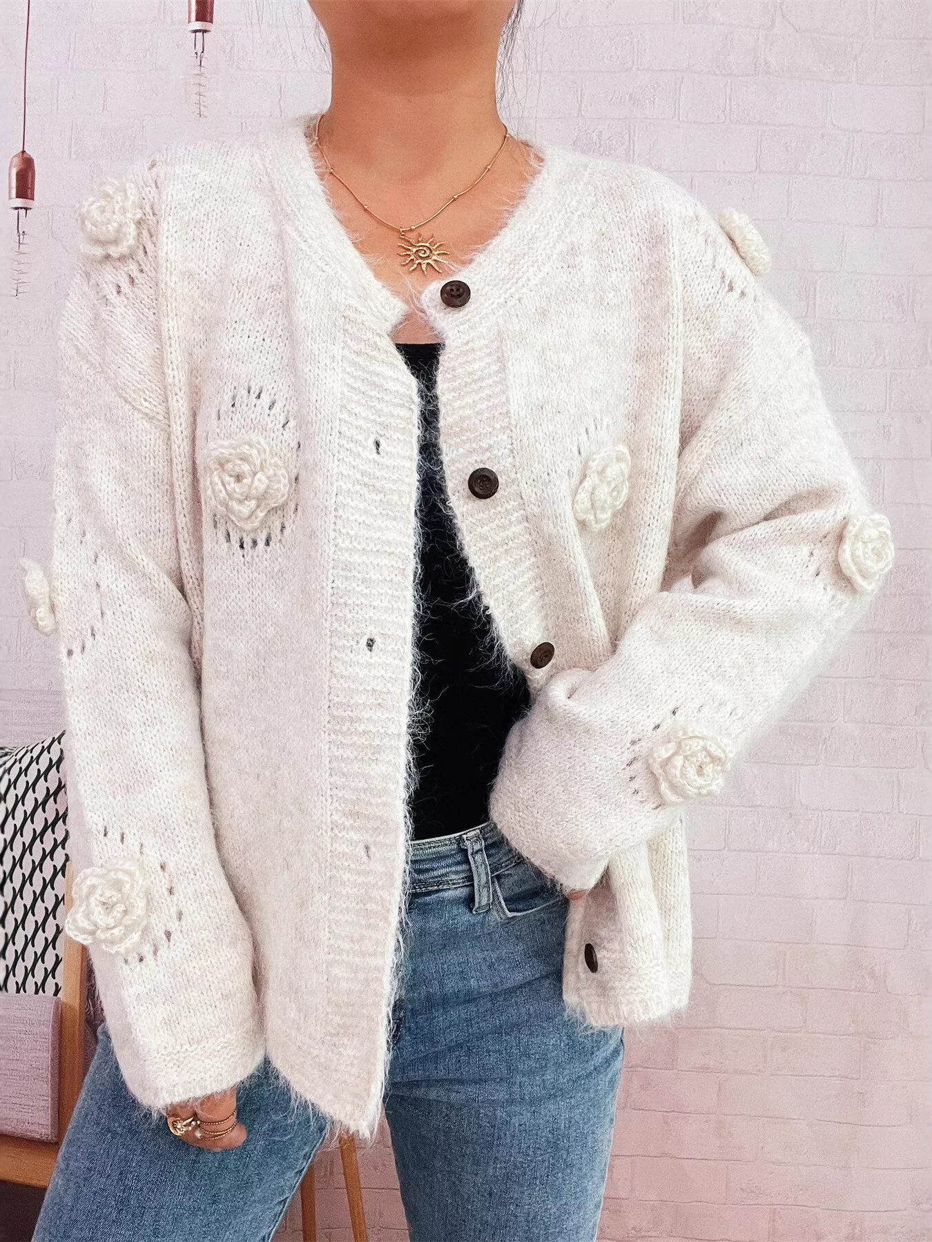 Flower Button-Up Cardigan - Image 5