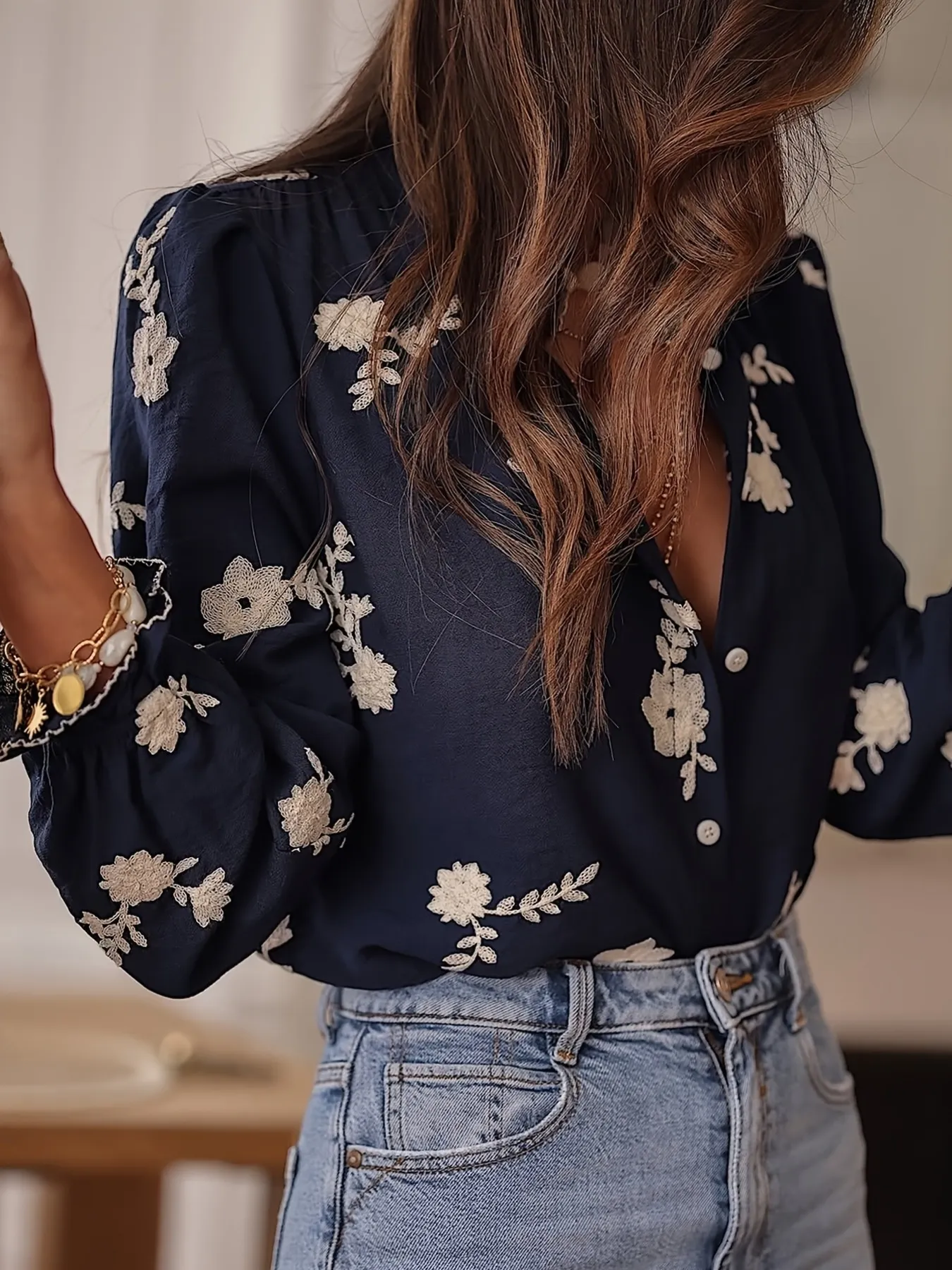 Flower Button Up Long Sleeve Shirt - Image 10