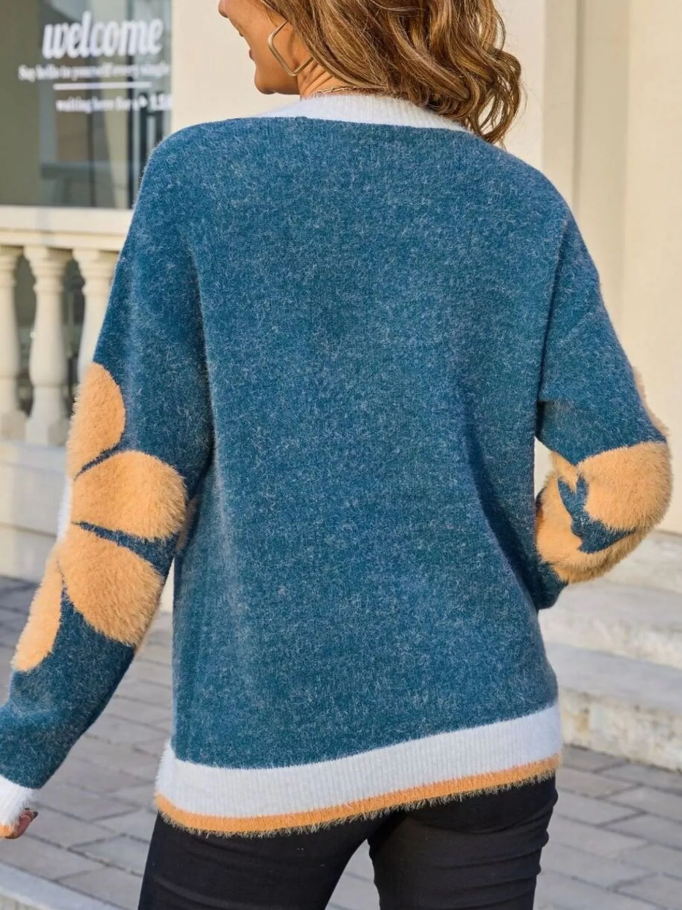 Flower Round Neck Sweater - Image 7