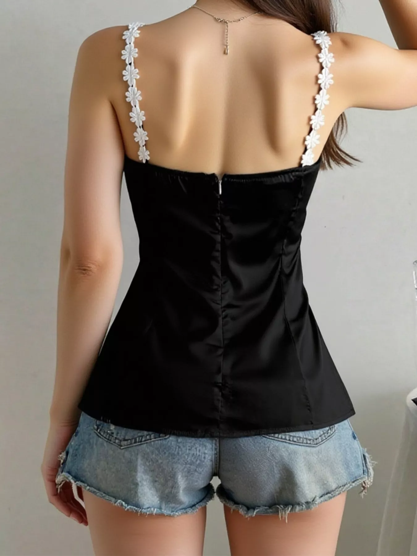 Flower Trim Slit Cami - Image 4
