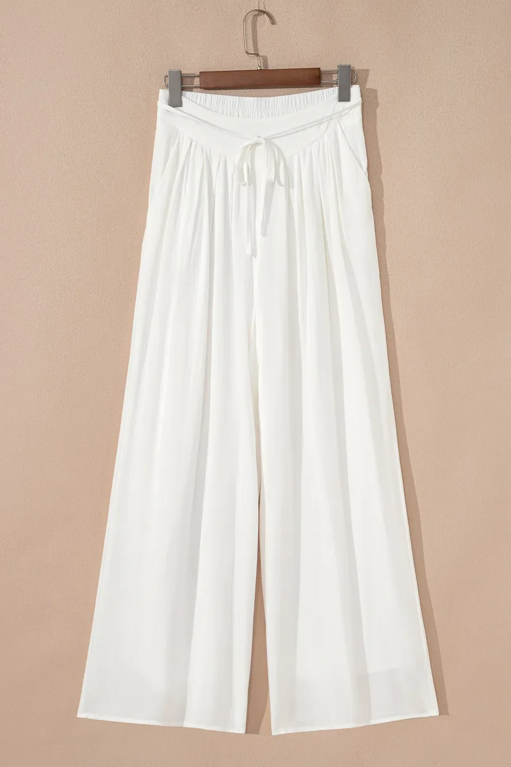 Flowy Wide Leg Pants with Drawstring Waist - Image 4