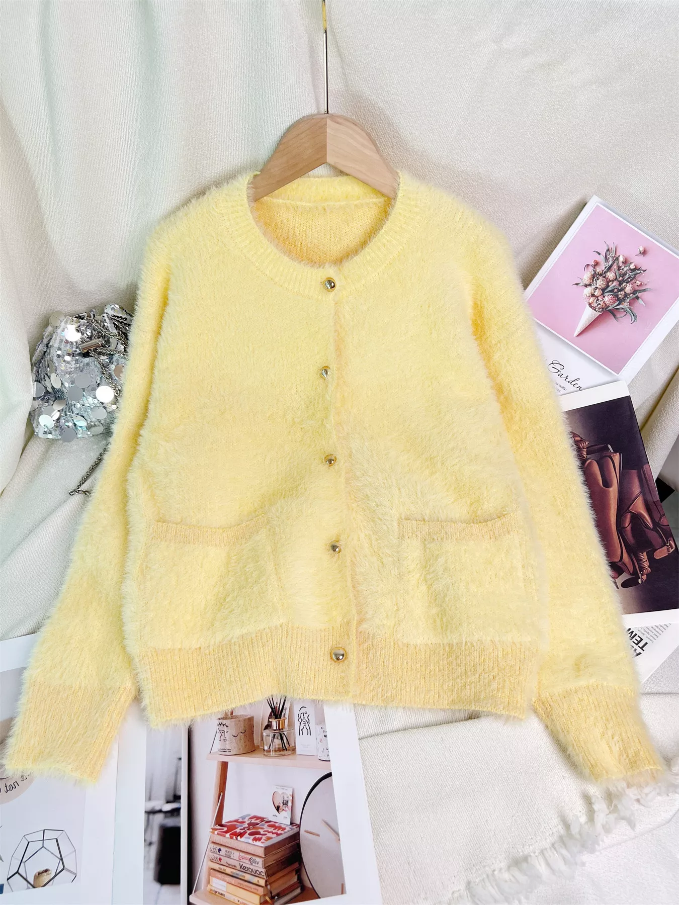 Fluffy Knit Button Up Cardigan - Image 14