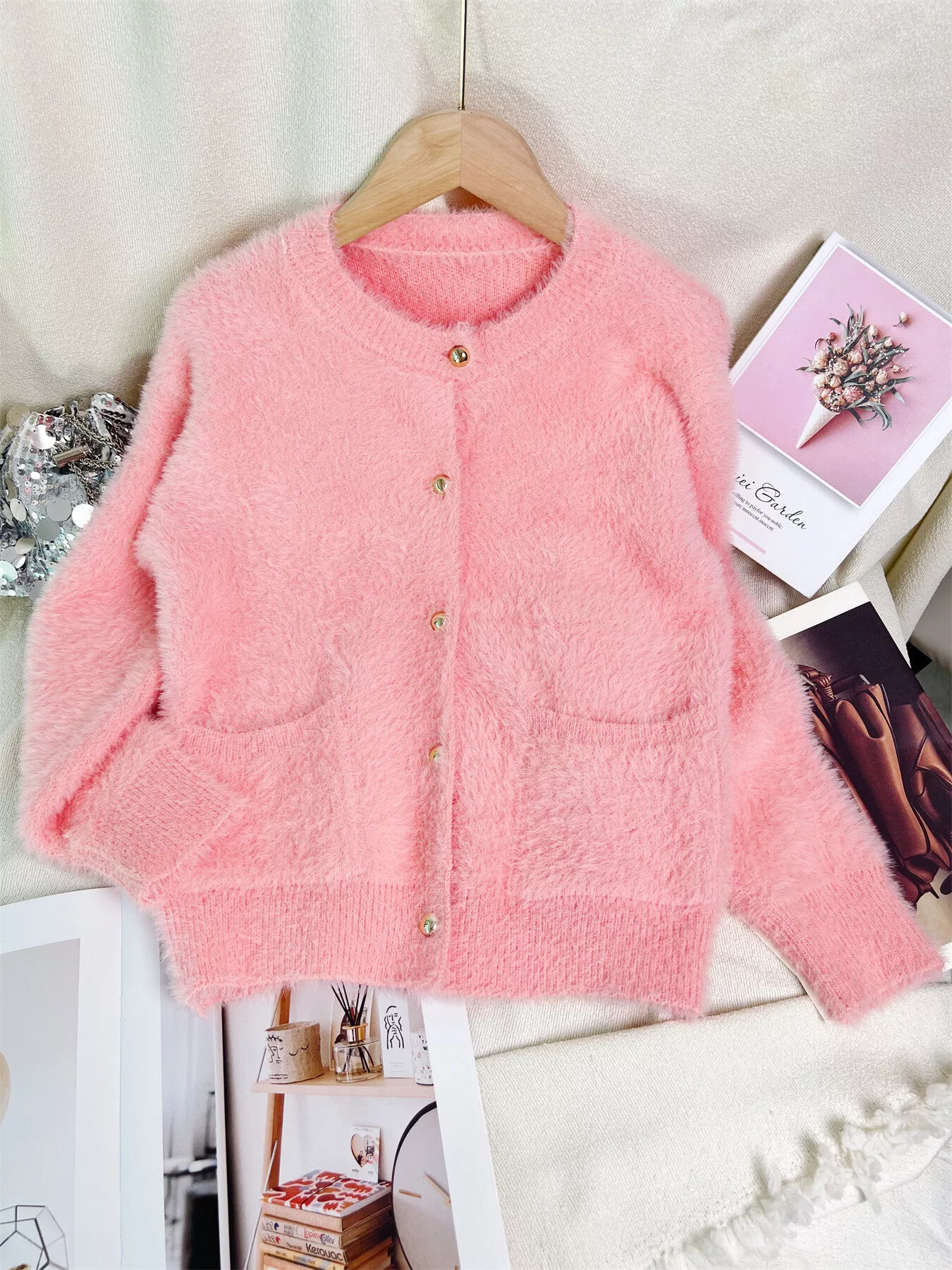 Fluffy Knit Button Up Cardigan - Image 7
