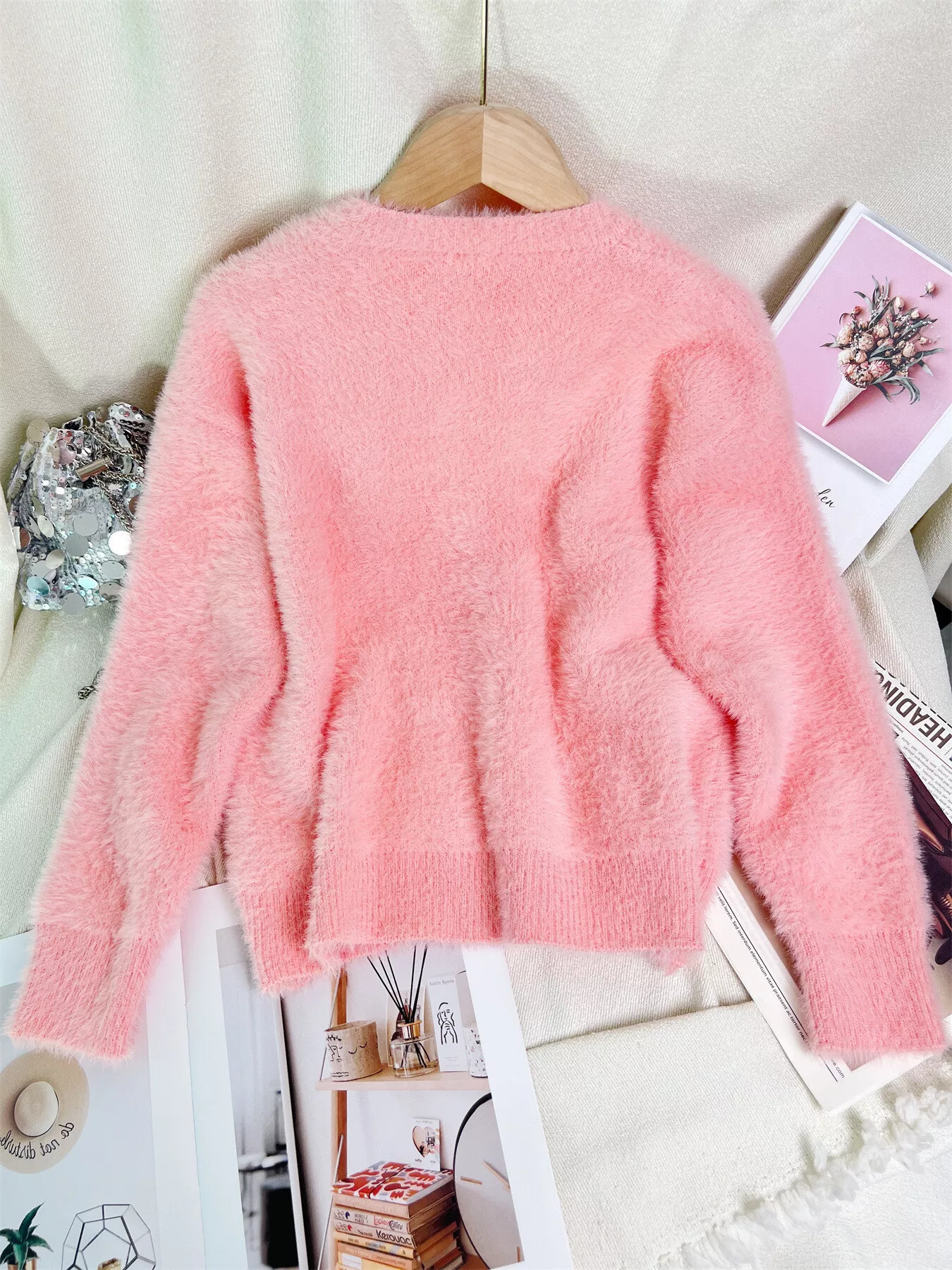 Fluffy Knit Button Up Cardigan - Image 8