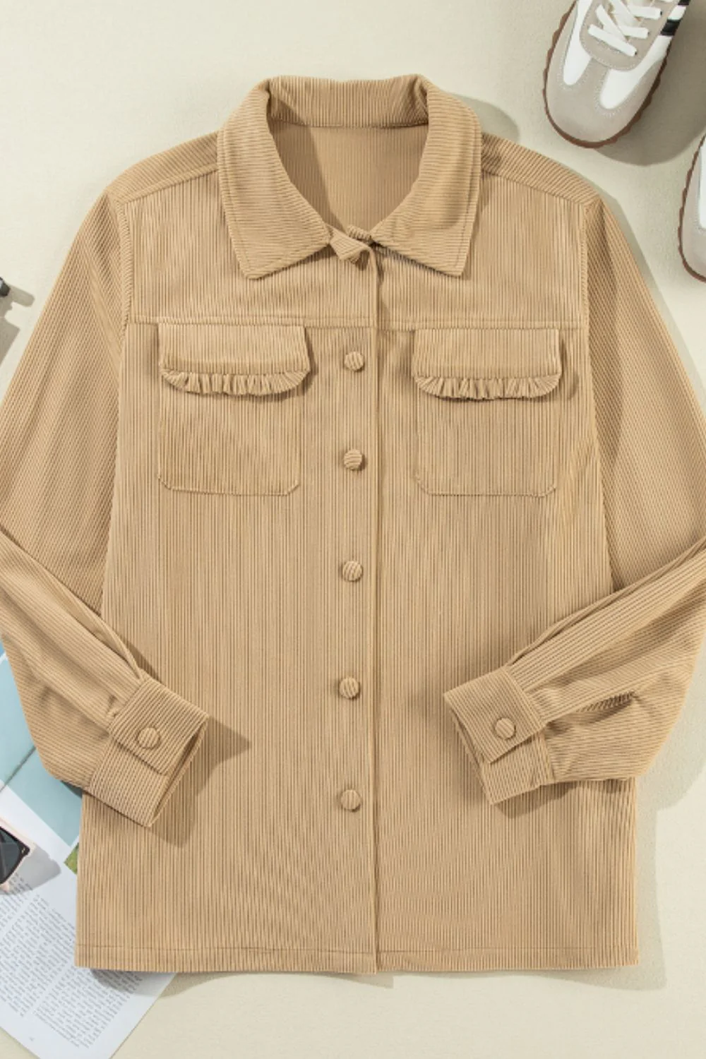 Frill Button Up Long Sleeve Jacket - Image 8